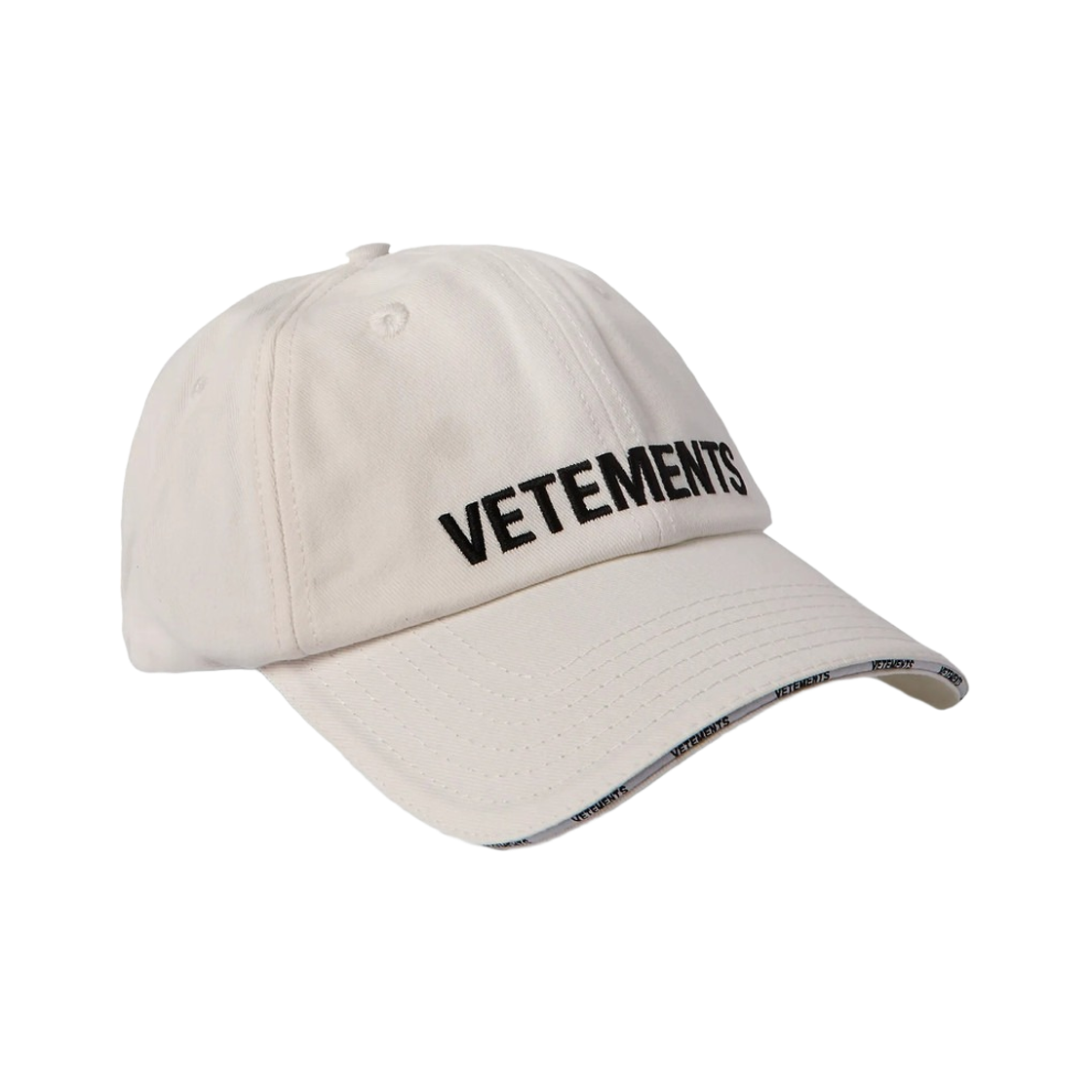베트멍 로고 자수 코튼 트윌 베이스볼 캡 화이트(Vetements Logo Embroidered Cotton Twill Baseball Cap White)