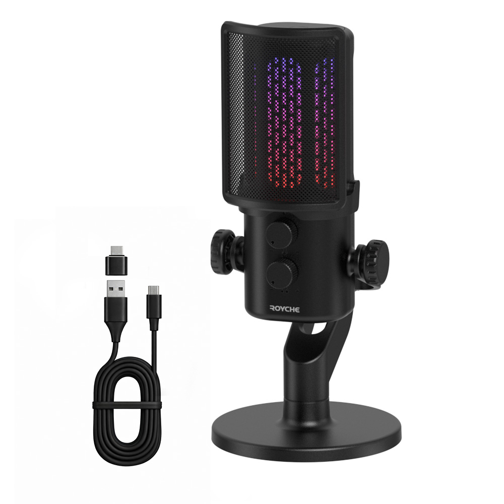 로이체 고감도 사운드 RGB LED 콘덴서 유선 게이밍 스탠드 마이크(Royche High-Sensitivity RGB LED Condenser Wired Gaming Stand Microphone) - 6