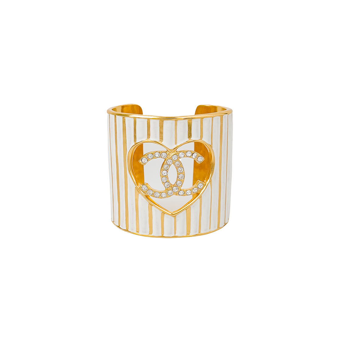 IT3ITG3UIN8V Chanel 23C Heart CC Logo Bangle White Gold