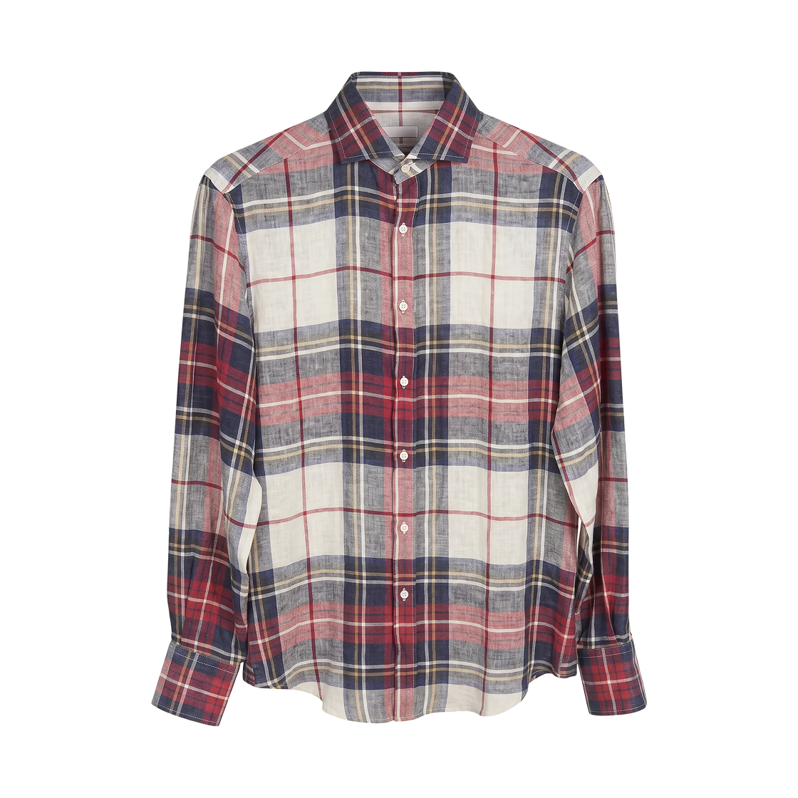 MW6141718-C035 Brunello Cucinelli Check Two-Tone Shirt Red Blue