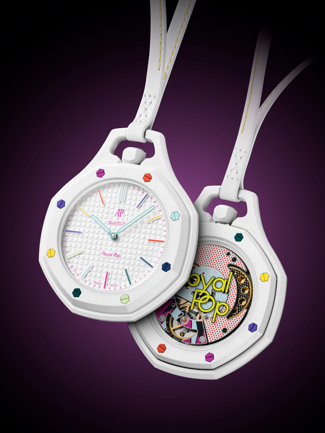 Swatch x Audemars Piguet Bioceramic Royal Pop Ocho Negro, Swatch x Audemars Piguet Bioceramic Royal Pop Huit Blanc ์ฐฉ์ฉ ์คํ์ผ - 2