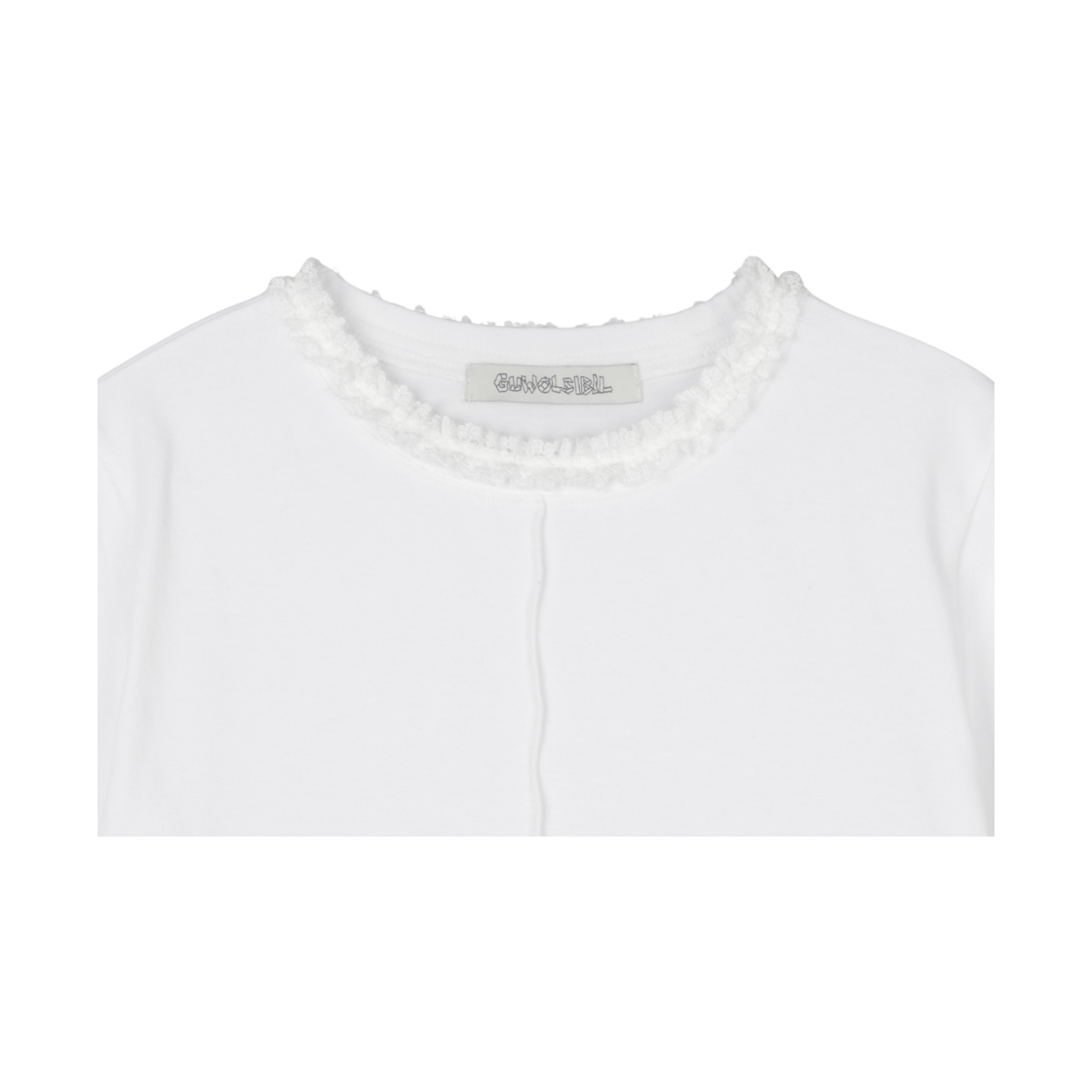 구월십일 레이스 세미 크롭 반팔 티셔츠 화이트(GUWOLSIBIL Lace Semi Crop Top White) - 3