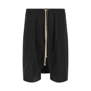 Rick Owens Cotton Poplin Drawstring Bermuda Shorts Black