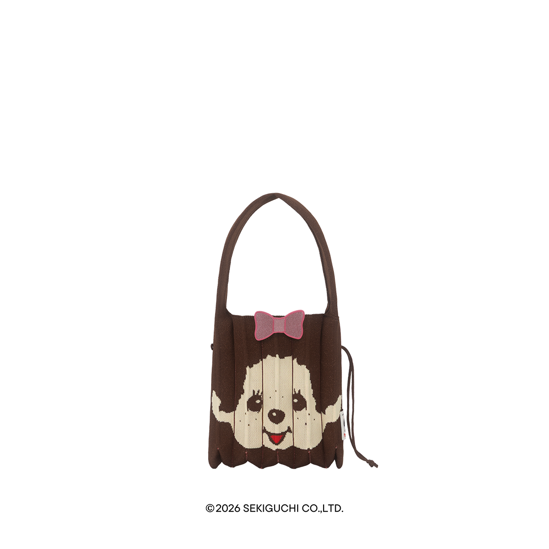 럭키플리츠 스몰 스태리 몬치치 걸 브라운 위드 리본 와펜 핑크(JOSEPH&STACEY LPK S STARRY Monchhichi Girl Brown with Ribbon Wappen Pink)