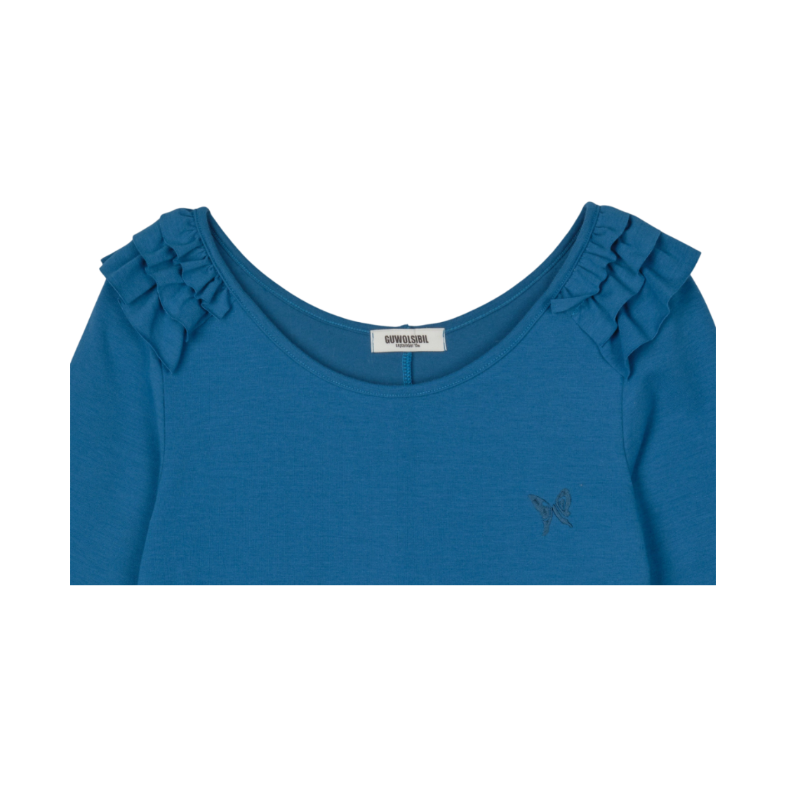 구월십일 프릴 유넥 반팔 티셔츠 블루(GUWOLSIBIL Frill U-Neck Short Sleeve Top Blue) - 3