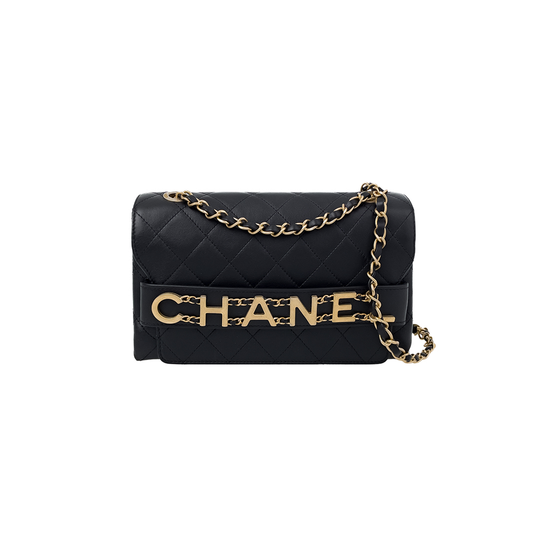 ITLR3PFO37MI Chanel 20P Lettering Flap Bag Black Vintage Hardware