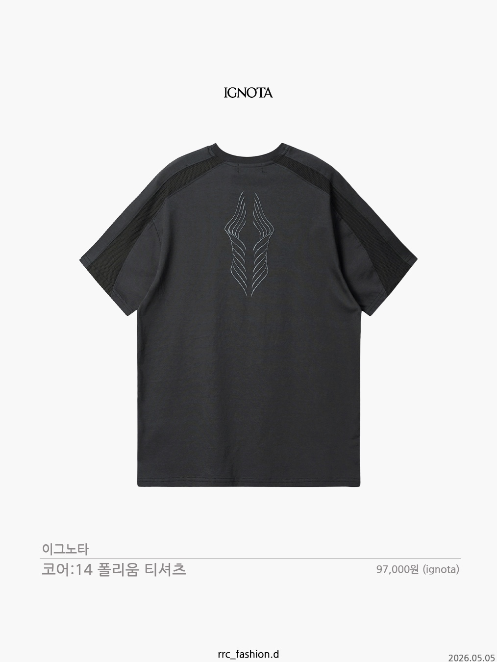 NOMANUAL W.B T-shirt Black, Riomeu Unbalance Incision Short Sleeve Chacoal 착용 스타일 - 4