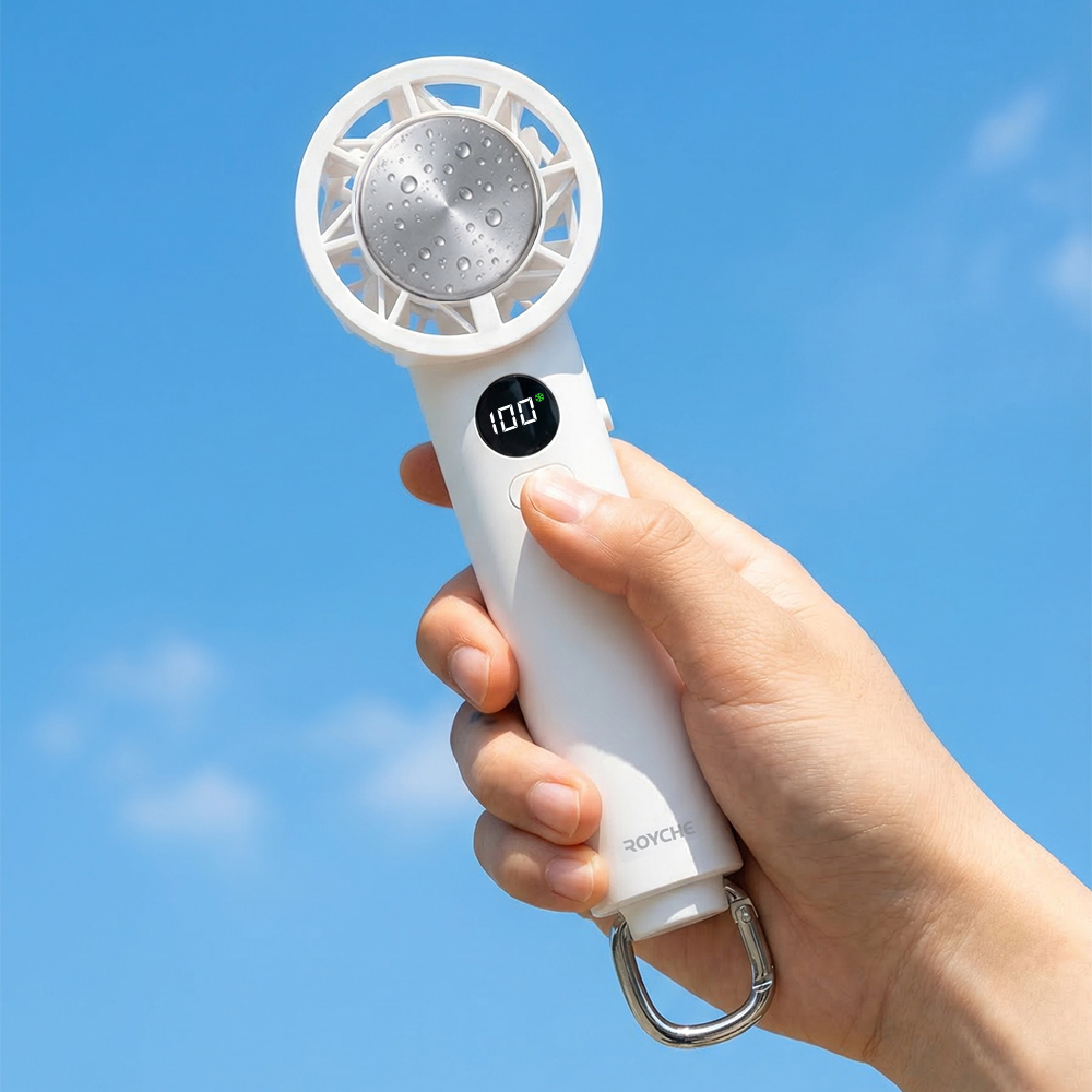 로이체 100단 조절 급속 냉각 에어컨 쿨링 BLDC 고속 휴대용 선풍기(Royche 100-Speed Rapid Cooling BLDC Portable Handheld Fan with AC-Style Cooling Pad) - 4