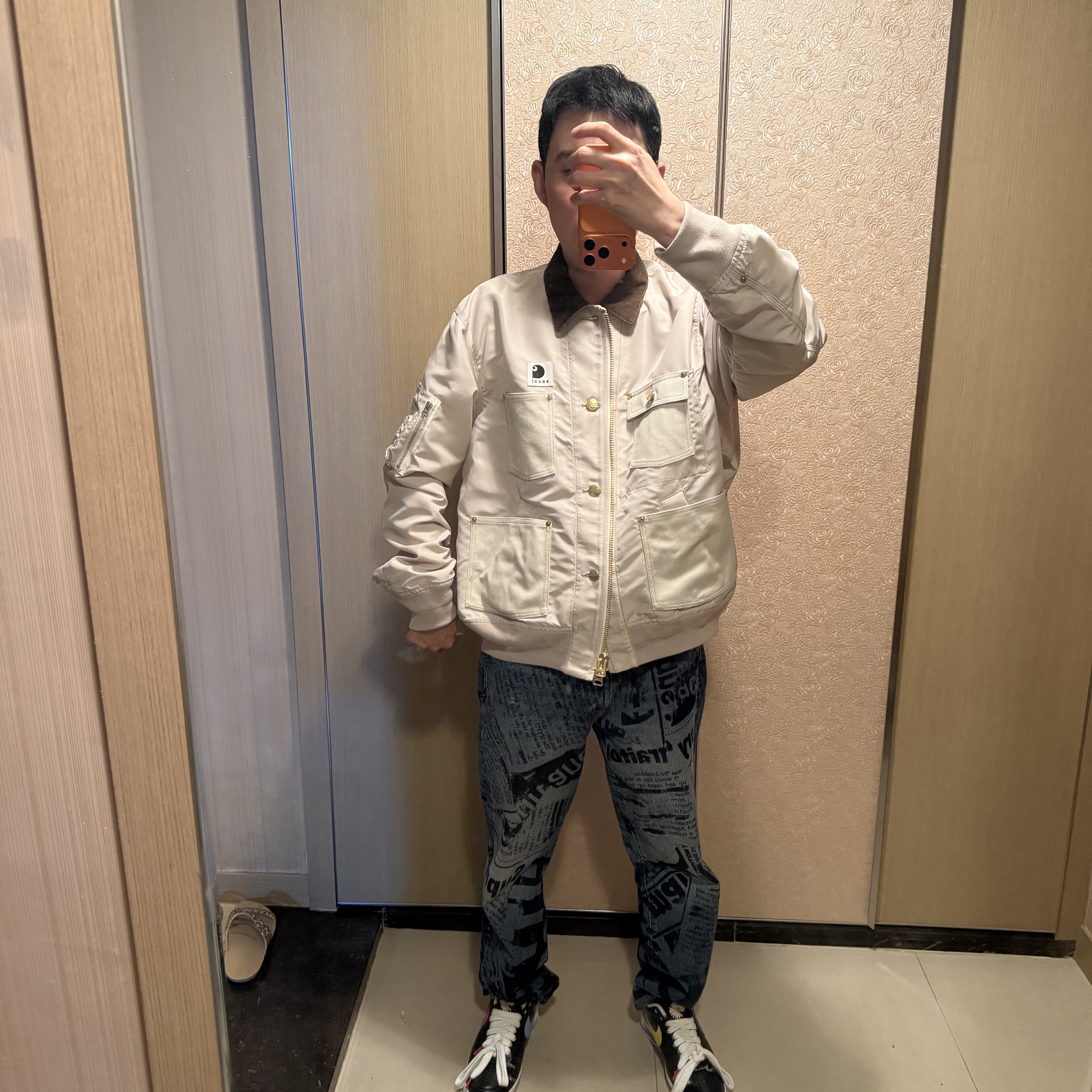 Sacai x Carhartt WIP Nylon Twill X Duck Blouson Sacai Ivory 착용 스타일 - 5