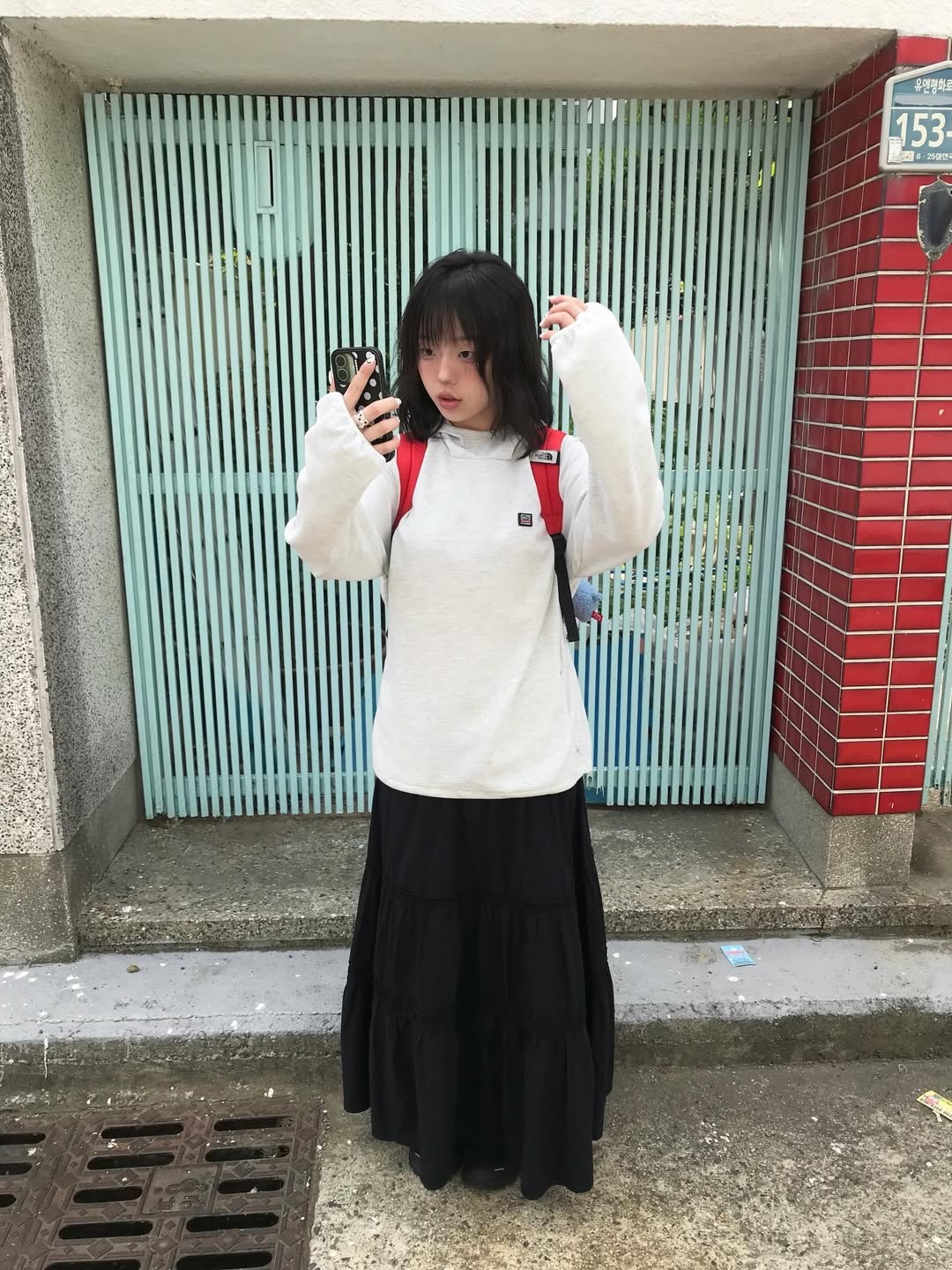 SPORT CHAMBER SC Waffle Ear-Open Hood T-shirt 1% Gray 착용 스타일 - 3