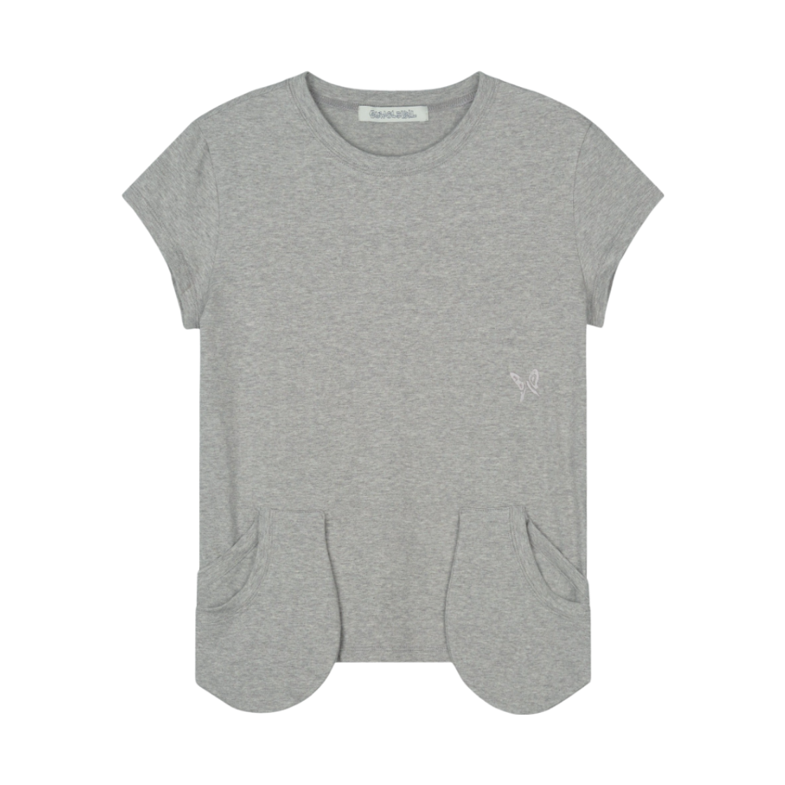 구월십일 네크 레이어 숏 반팔 티셔츠 그레이(GUWOLSIBIL Neck Layer Short Sleeve Top Grey)