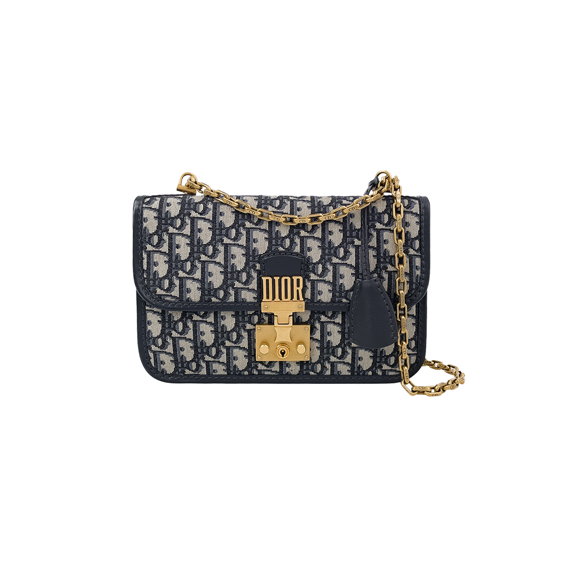 IT5BCQW3MKLD Dior Oblique Jacquard Addict Bag Navy Gold Hardware