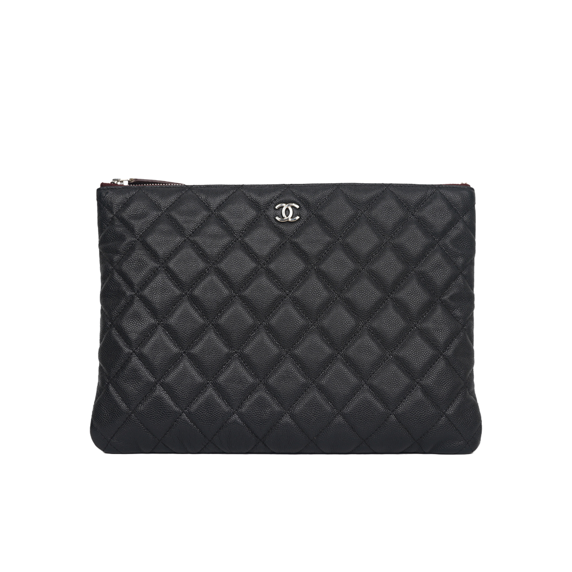 ITD983L63QII Chanel Classic Caviar Clutch Silver Hardware, New Medium, Style 26