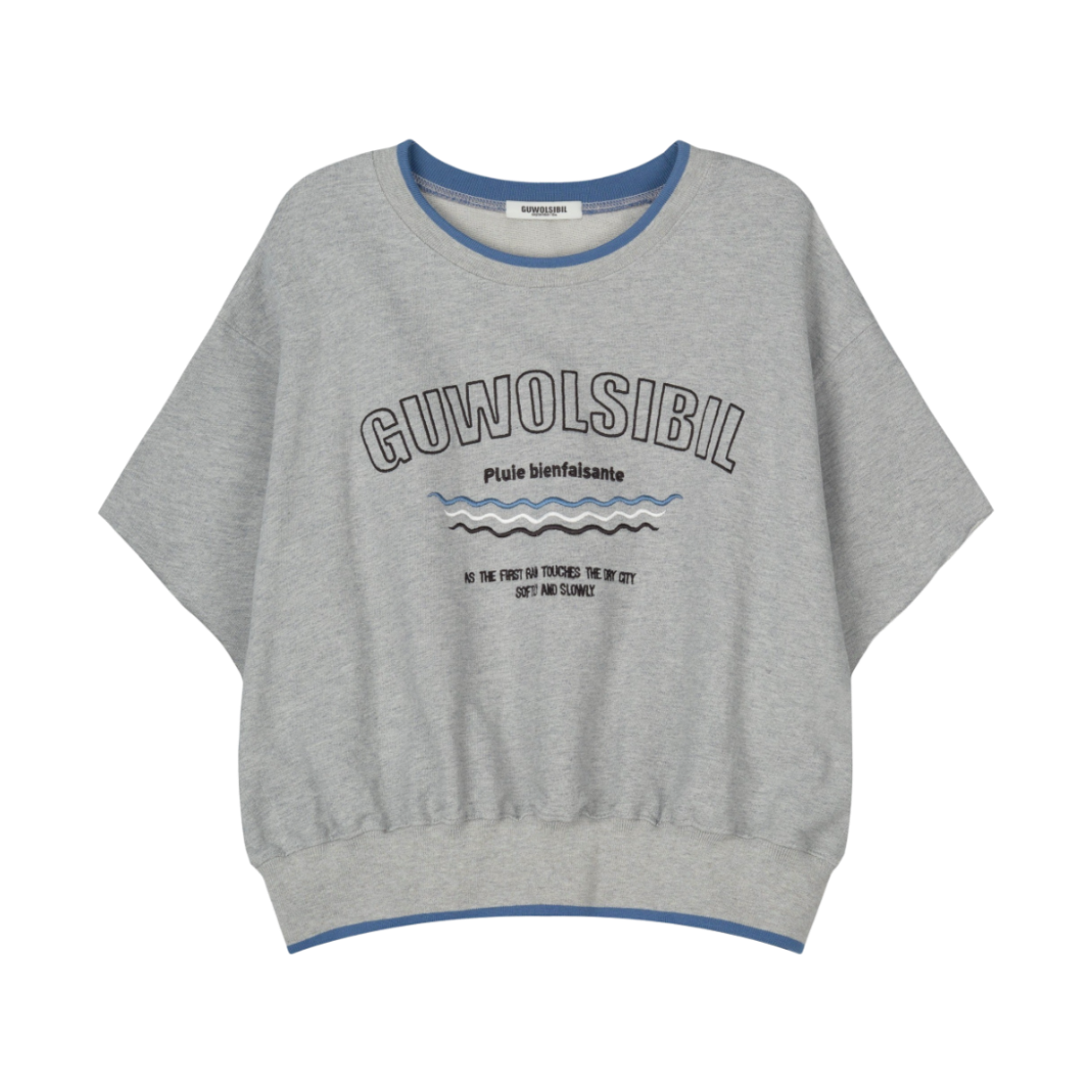 구월십일 아플리케 크롭 맨투맨 그레이(GUWOLSIBIL Applique Crop Mtm Grey)
