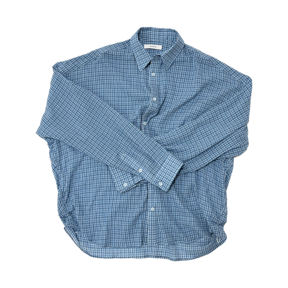논노드 플렉시블 시어 체크 셔츠 스카이 블루(Nonnod Flexible Sheer Check Shirt Sky Blue)