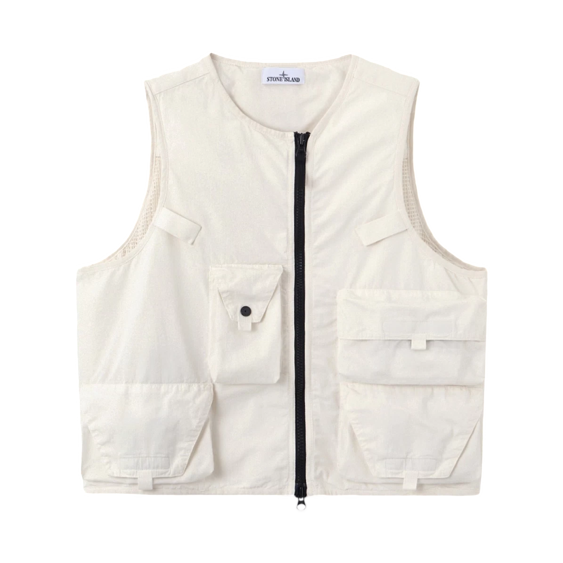 L1S15G1000-06S0318-V0093 Stone Island G100006 Cotton Nylon Micro Ripstop Utility Vest with Anti-Drop Ivory - 26SS