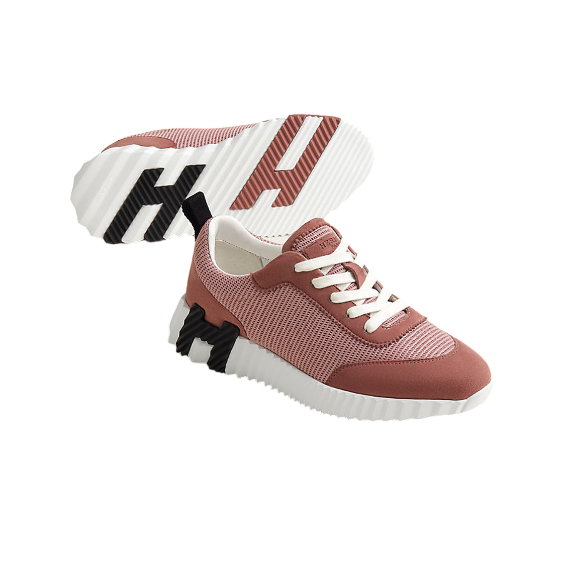 (W) 에르메스 바운싱 스니커즈 텍스쳐드 메쉬 스웨이드 고트스킨 & 로즈 앤티크((W) Hermes Bouncing Sneaker Textured Mesh Suede Goatskin & Rose Antique) - 2