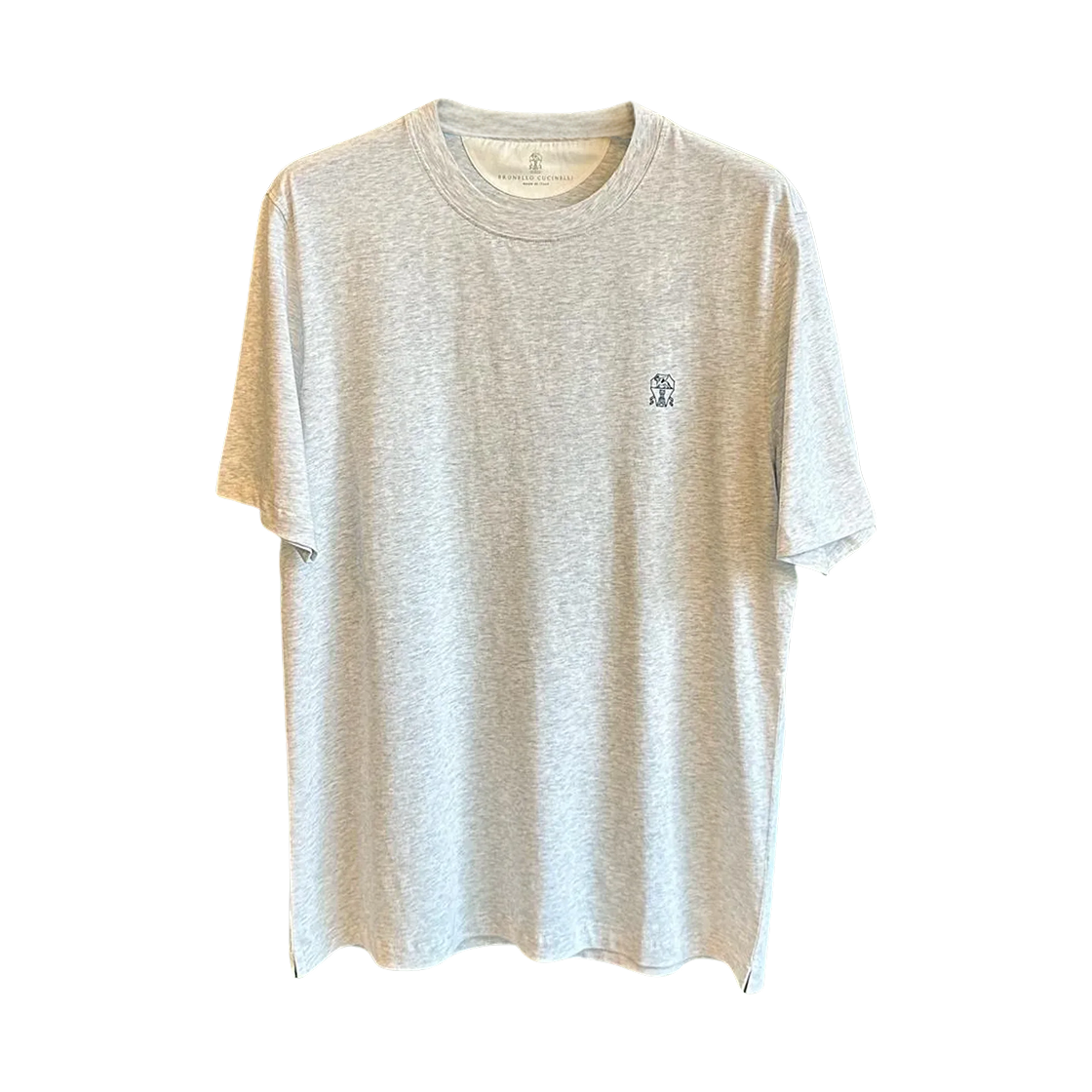 브루넬로 쿠치넬리 로고 코튼 저지 크루넥 티셔츠 그레이(Brunello Cucinelli Cotton Jersey Crewneck T-Shirt with Logo Grey) - 1