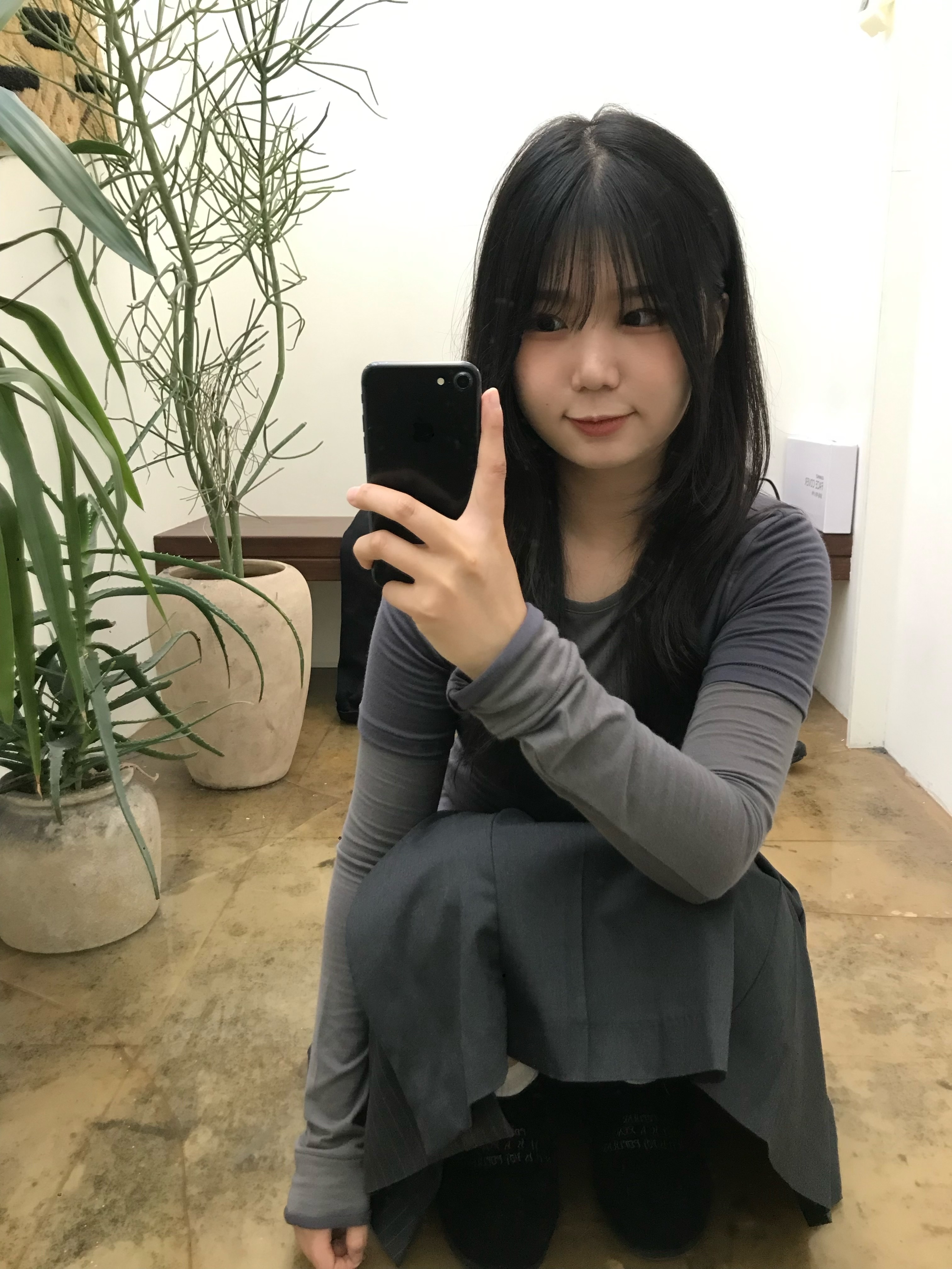 Polyteru Women Layered Long Sleeve Purple/Charcoal, Polyteru Women Pleated Wrap Skirt Charcoal 착용 스타일 - 2