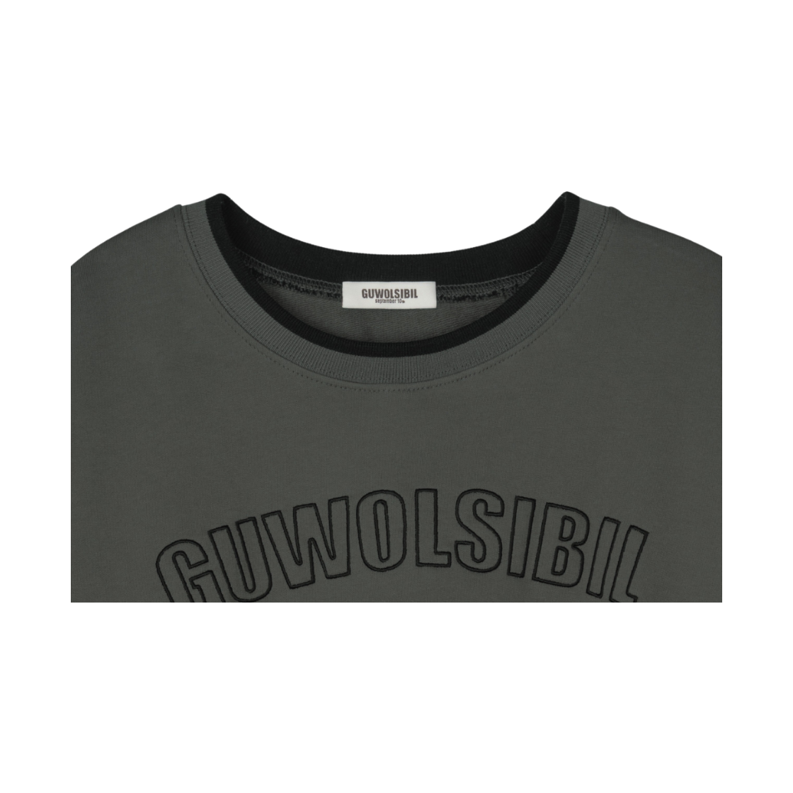 구월십일 아플리케 크롭 맨투맨 차콜(GUWOLSIBIL Applique Crop Mtm Charcoal) - 3