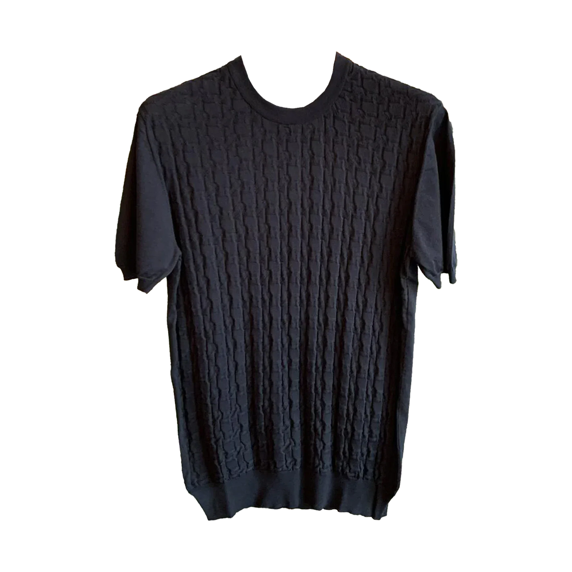 UMK0460K5 Kiton Pattern Knit Shirt Black