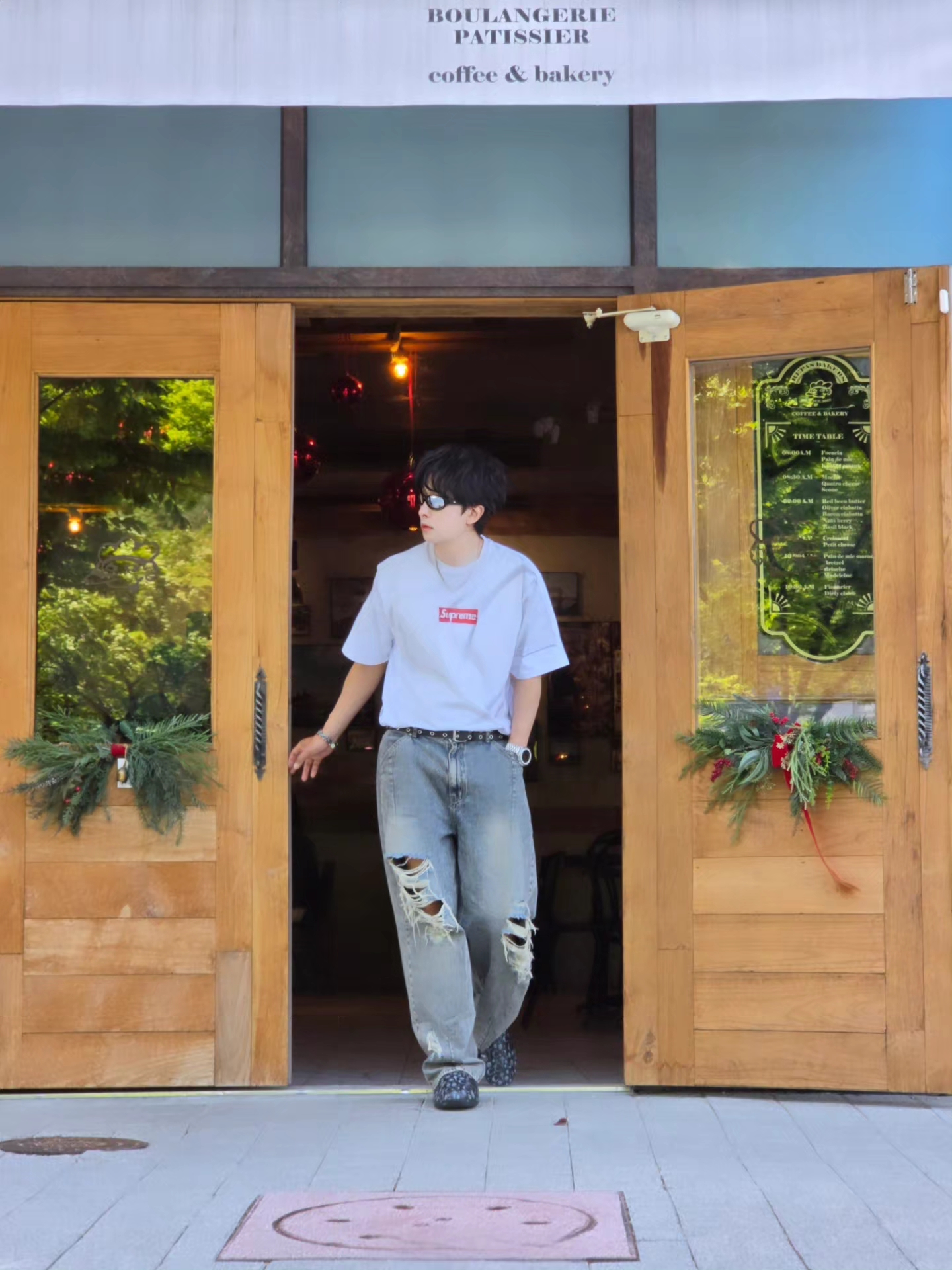 Supreme x MM6 Maison Margiela Box Logo T-Shirt White - 24SS, Diesel Dx1446 Red Enamel Stainless Steel Chain Necklace Silver 착용 스타일 - 3