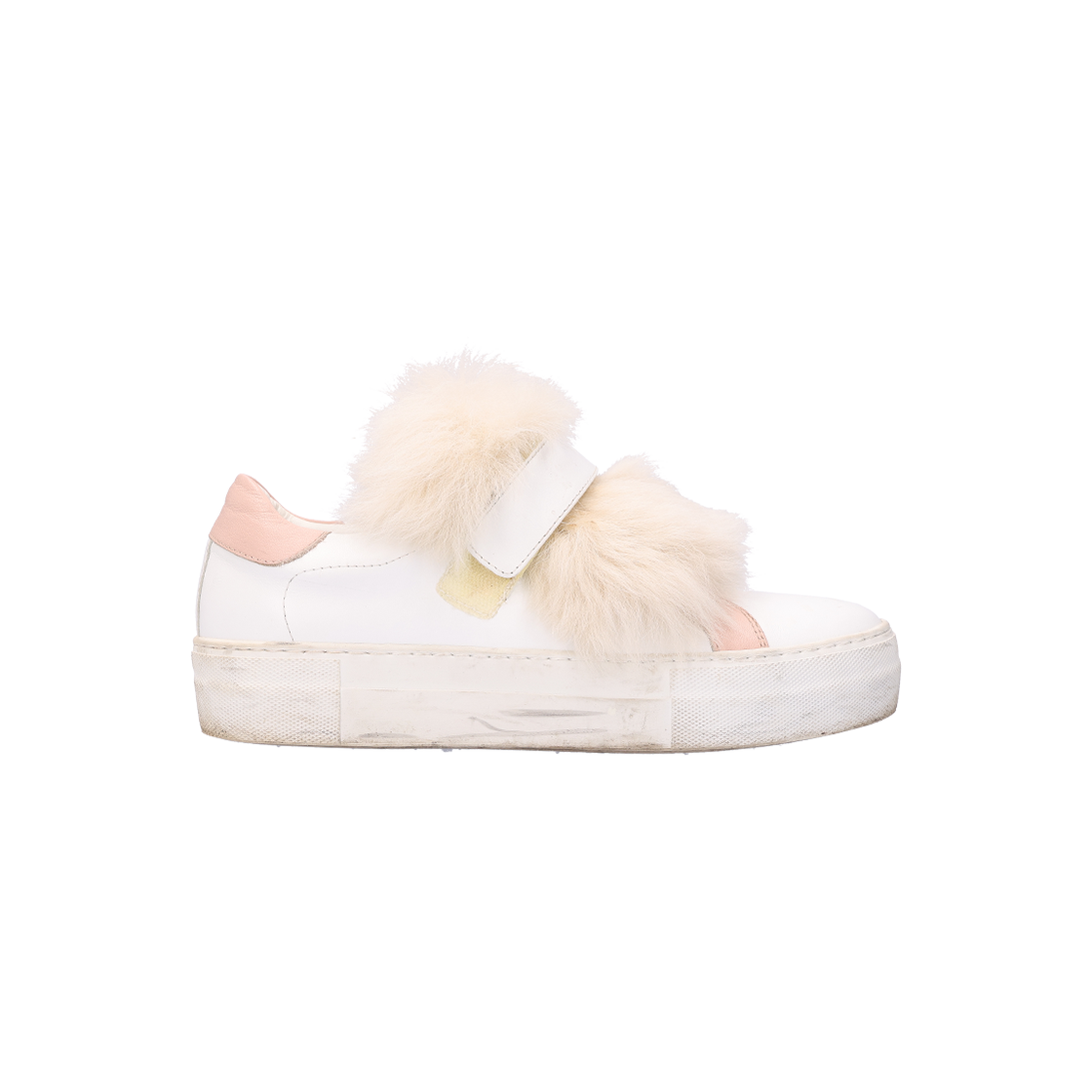 ITB2WP8L3GCN Moncler Fur Sneakers Leather White Pink