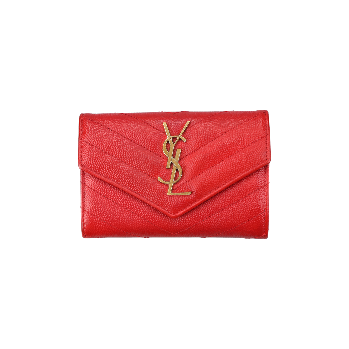 ITQN43OKG82V Saint Laurent 414404 Matelasse Leather Wallet Red Gold Hardware