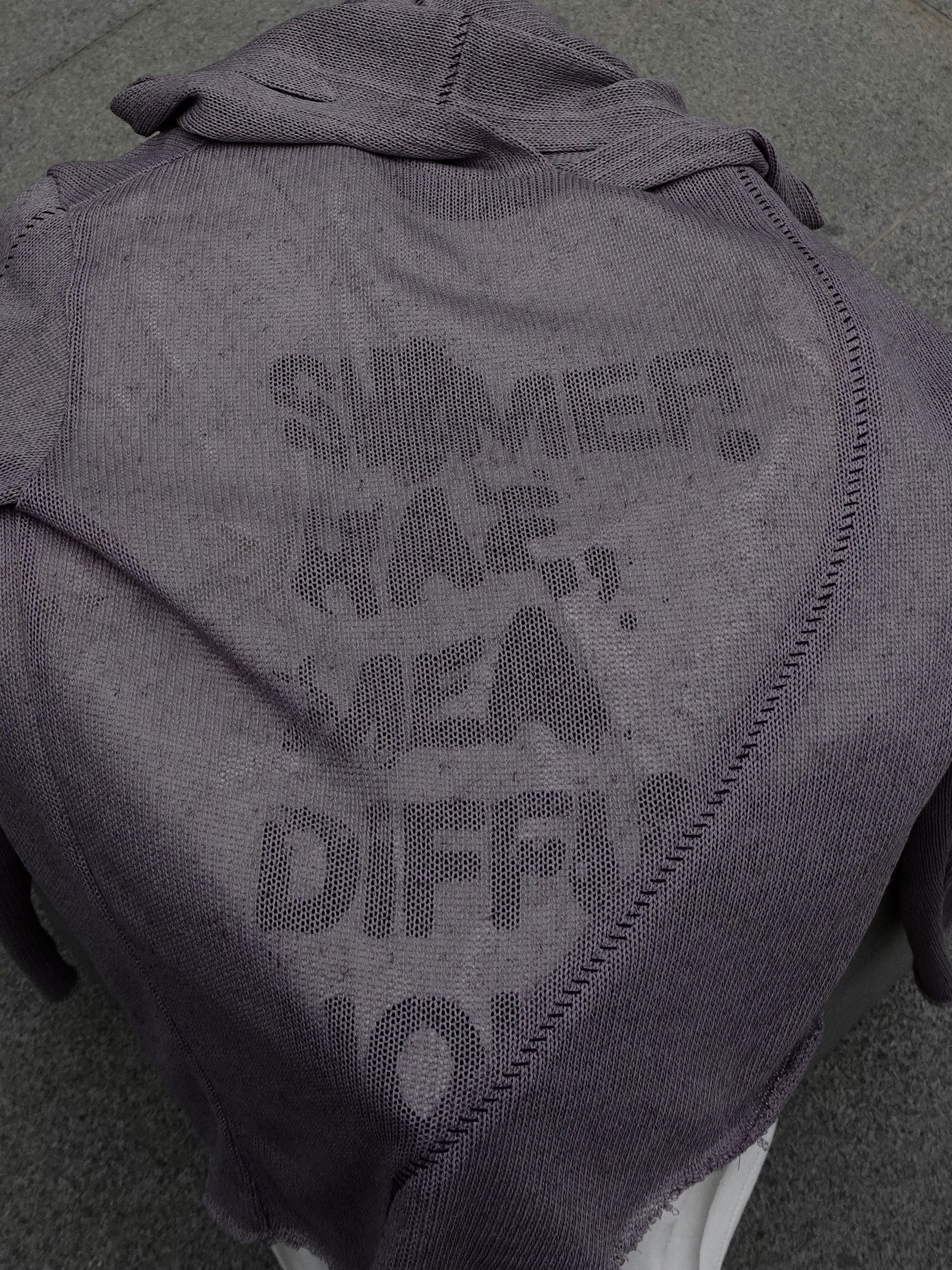 Mea Summer Haze Layered T-Shirt White, Mea Unbalanced Stitch Knit Hoodie Taupe 착용 스타일 - 2