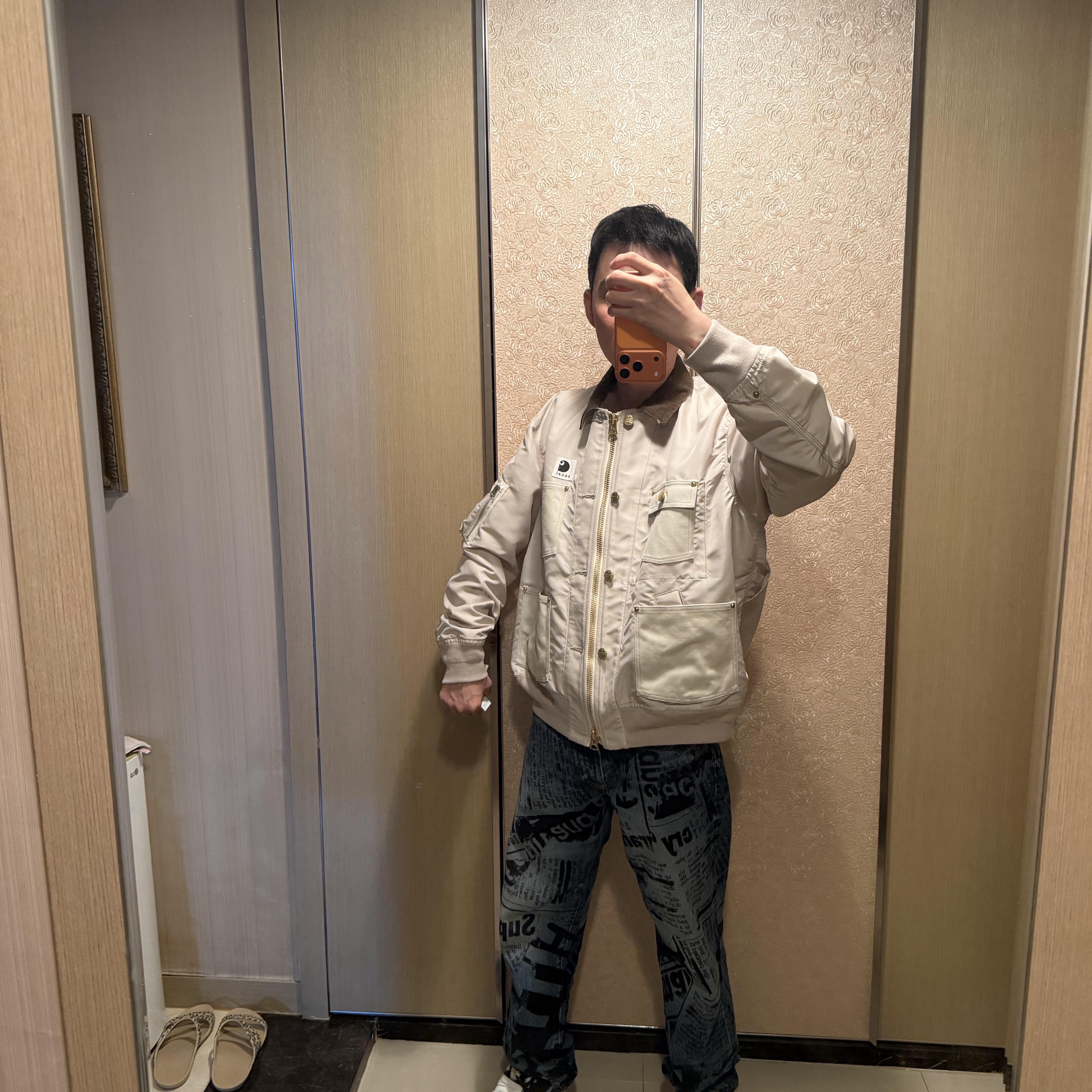 Sacai x Carhartt WIP Nylon Twill X Duck Blouson Sacai Ivory 착용 스타일 - 2