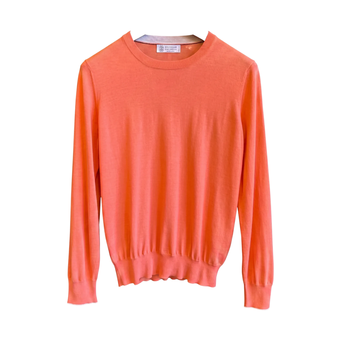 M2400100-CNY82 Brunello Cucinelli Wool Cashmere Crewneck Knit Light Orange