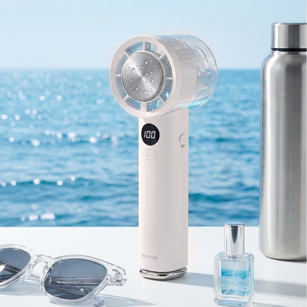 로이체 100단 조절 급속 냉각 에어컨 쿨링 BLDC 고속 휴대용 선풍기(Royche 100-Speed Rapid Cooling BLDC Portable Handheld Fan with AC-Style Cooling Pad) - 5