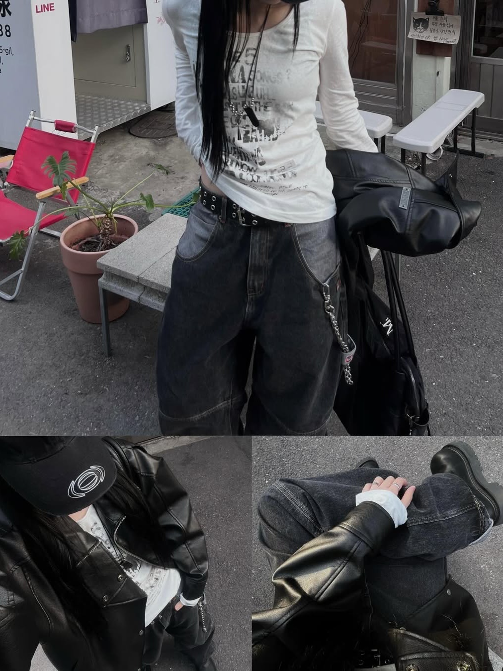 SPORT CHAMBER SC Star Carpenter Denim Pants BLACK 착용 스타일 - 4