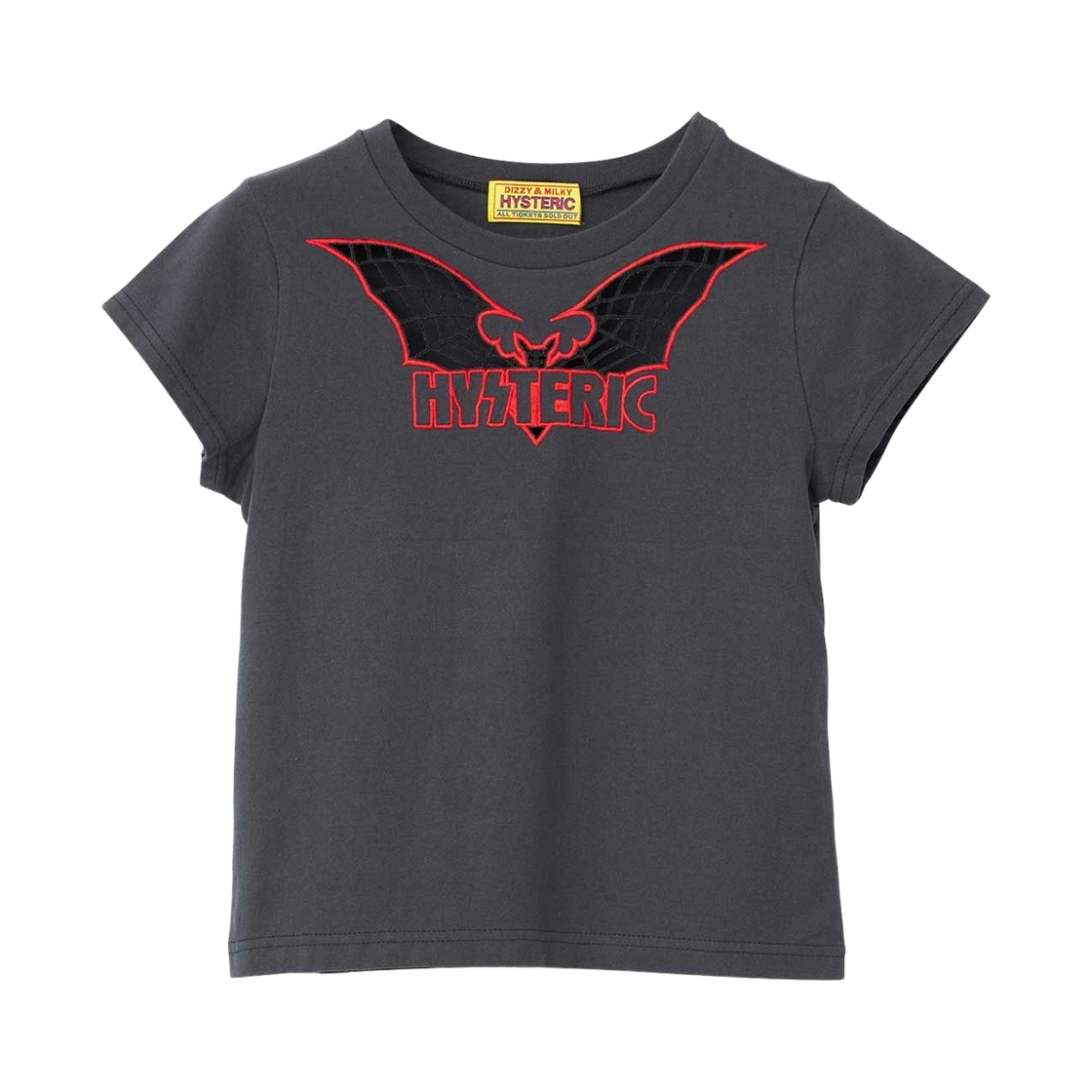 01261CT12 (W) Hysteric Glamour Bat Web Embroidered Chibi T-Shirt Black