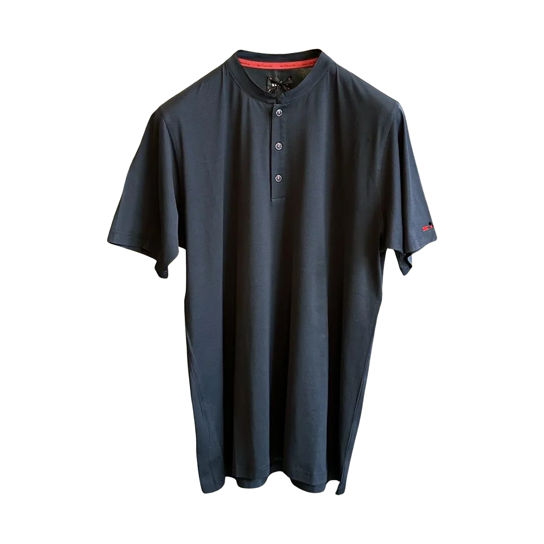 UK842E23K5 Kiton Henley Neck T-Shirt Black