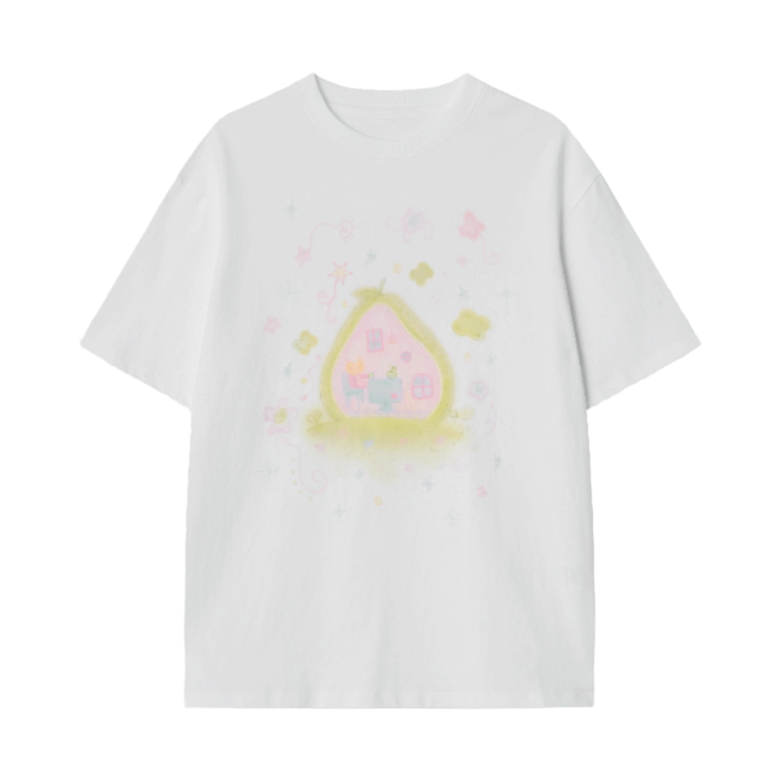 썬릿 플룻 하우스 오버핏 티 화이트(SUNLIT Fruit House Over Fit Tee White)