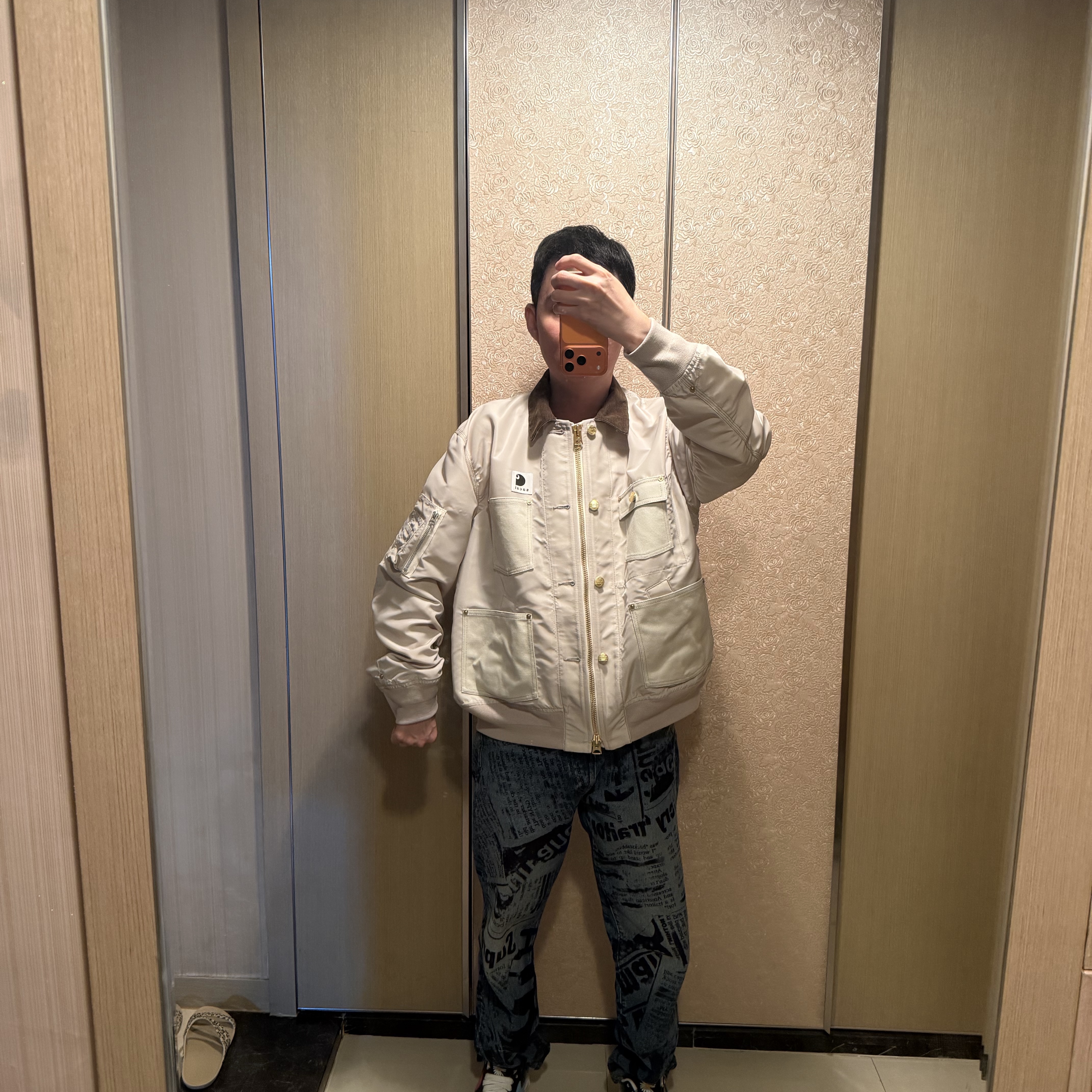 Sacai x Carhartt WIP Nylon Twill X Duck Blouson Sacai Ivory 착용 스타일 - 1