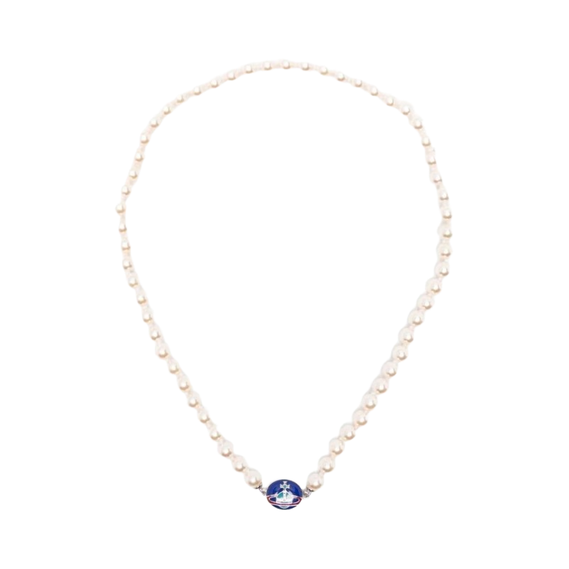 63030020-02P641 Vivienne Westwood Loelia Necklace Platinum Royal Blue