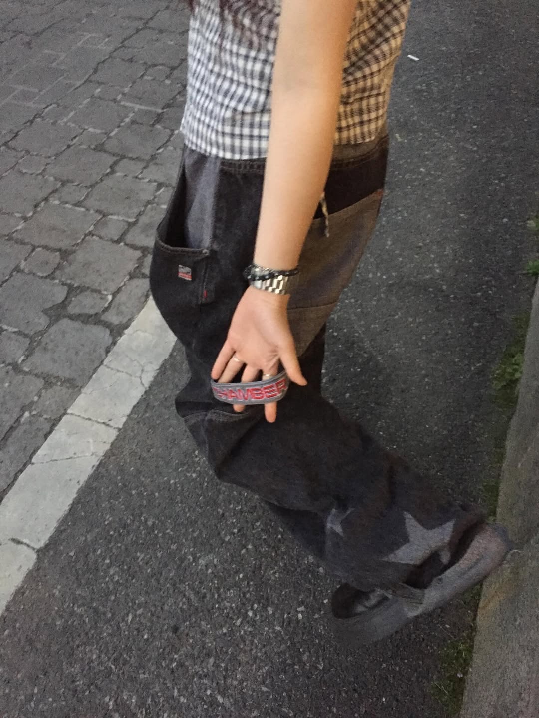 SPORT CHAMBER SC Star Carpenter Denim Pants BLACK 착용 스타일 - 2