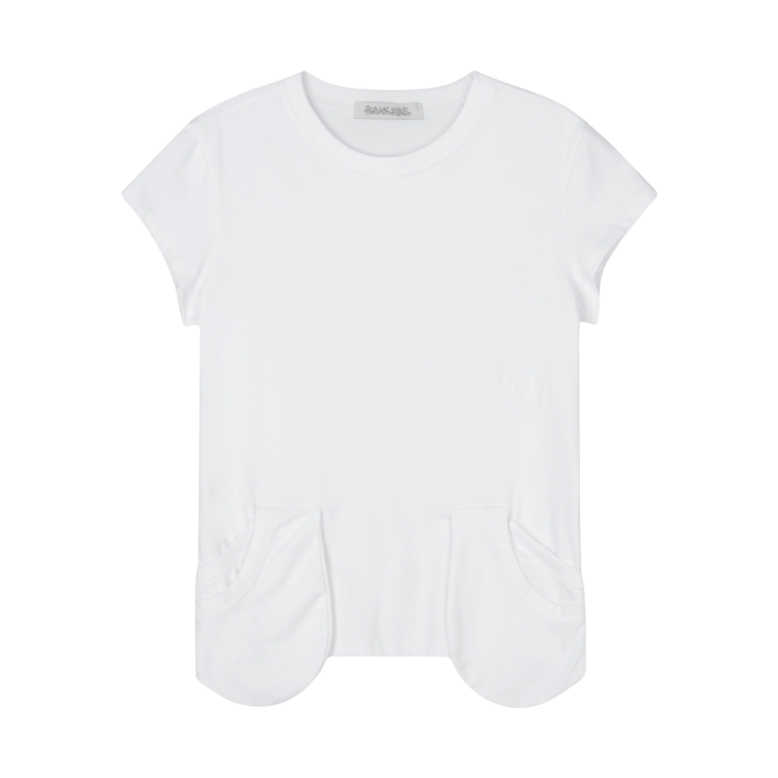 구월십일 네크 레이어 숏 반팔 티셔츠 화이트(GUWOLSIBIL Neck Layer Short Sleeve Top White)