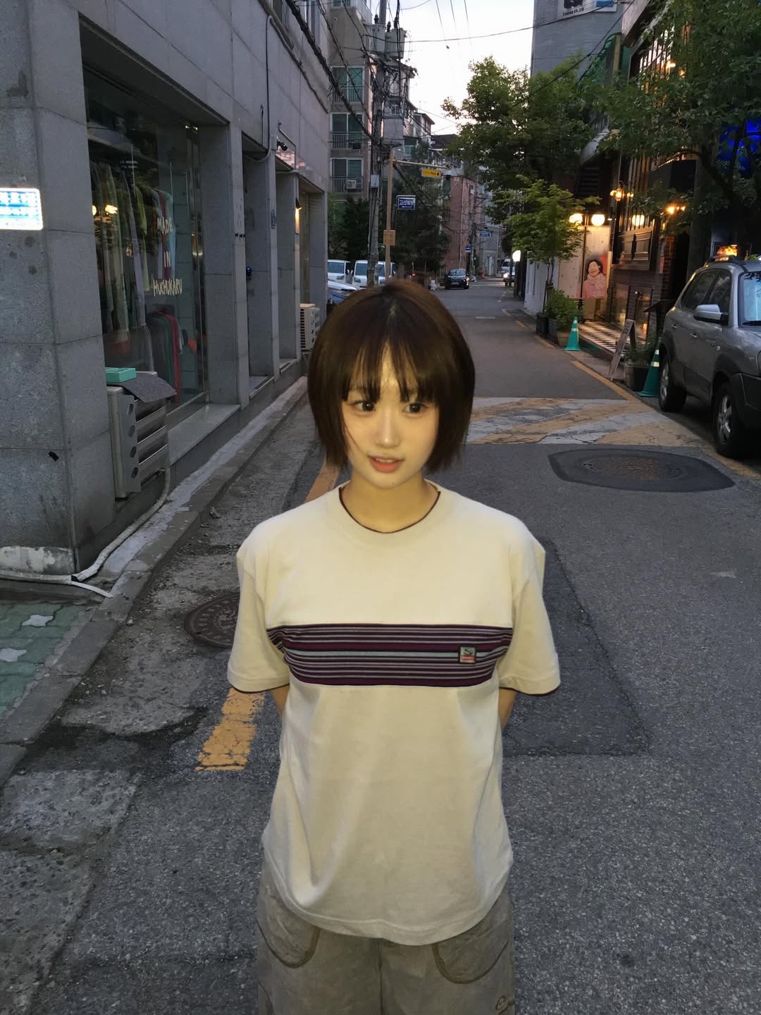 SPORT CHAMBER Spectrum T-shirt LIGHT BEIGE 착용 스타일 - 2