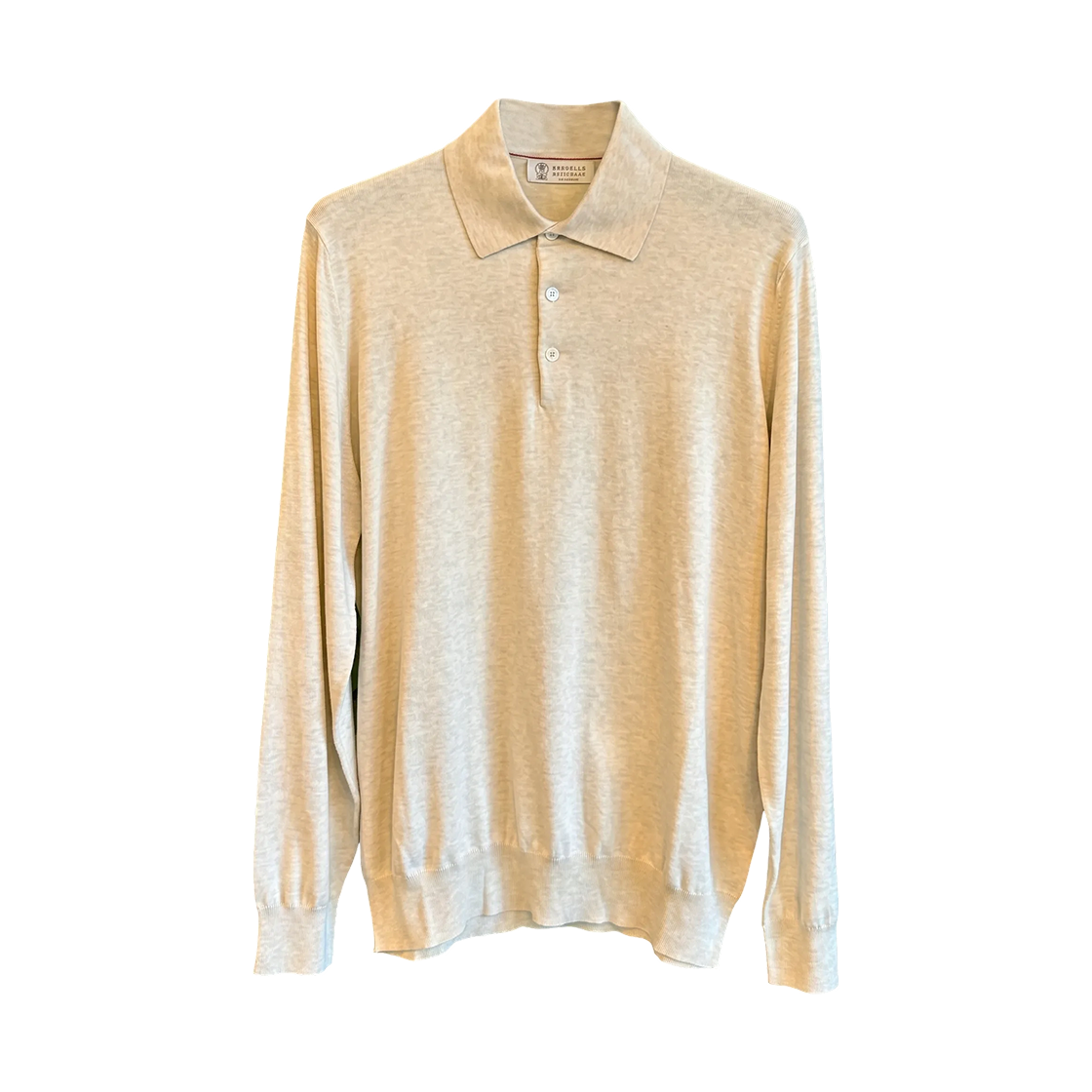 M29800135-C058B Brunello Cucinelli Cotton Lightweight Knit Polo Shirt Beige