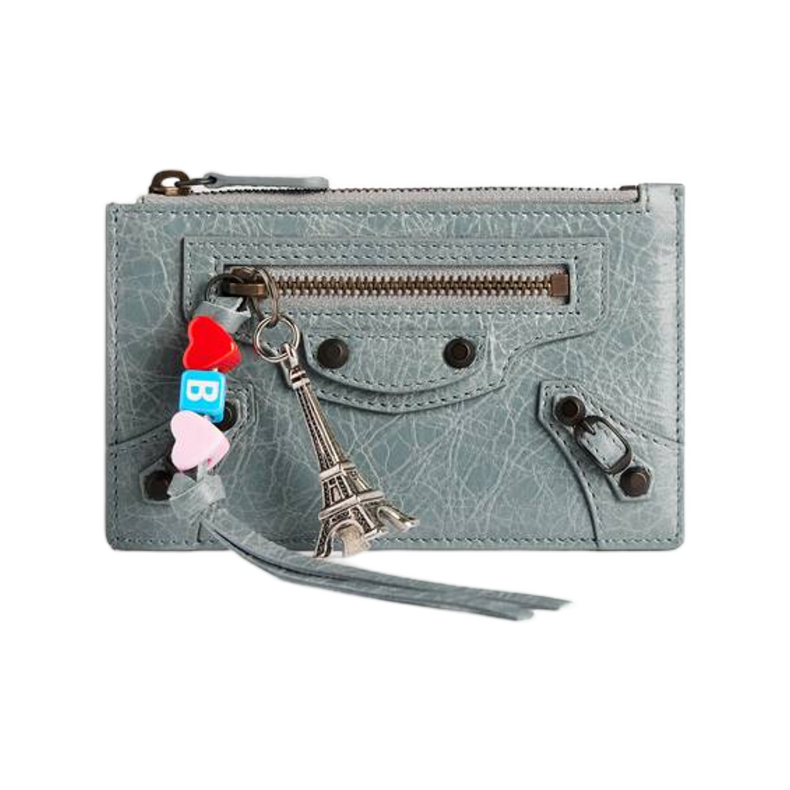 8106072ACOT4751 Balenciaga Le City Long Coin and Card Holder Blue Grey