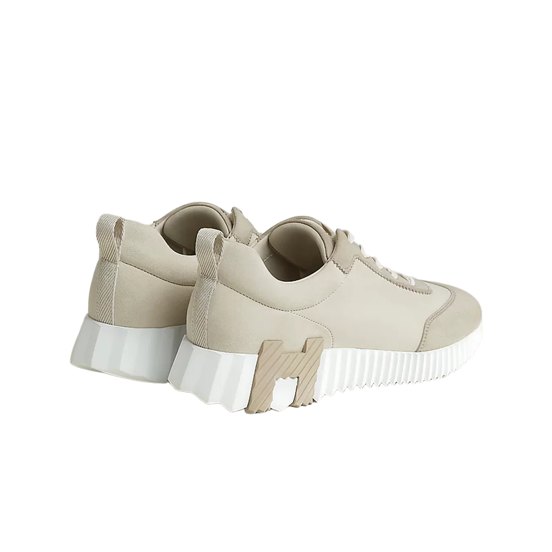 (W) 에르메스 바운싱 스니커즈 스웨이드 고트스킨 & 베쥬 글레이즈 에스키스((W) Hermes Bouncing Sneakers Suede Goatskin & Beige Glaise Esquisse) - 3