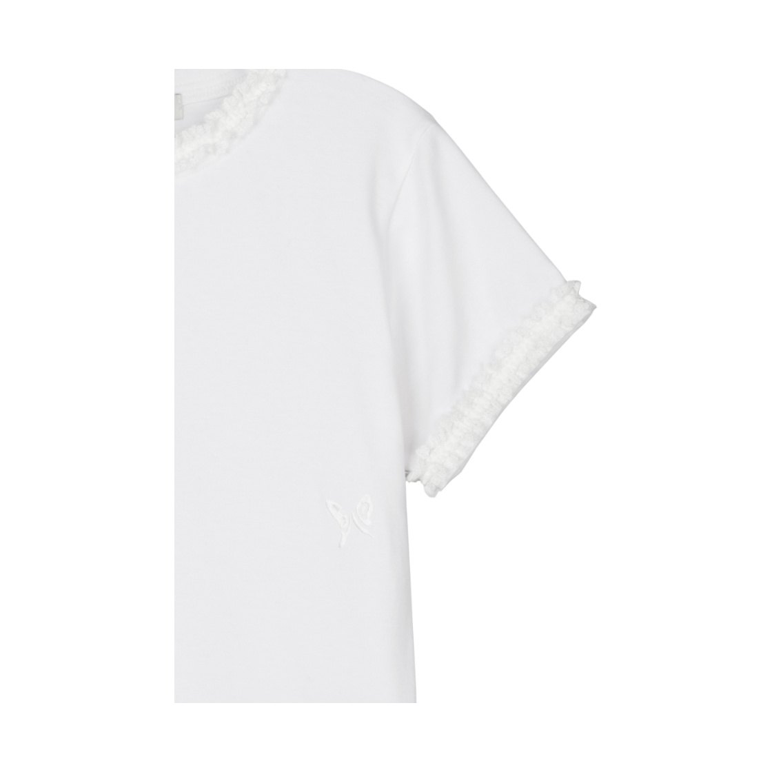 구월십일 레이스 세미 크롭 반팔 티셔츠 화이트(GUWOLSIBIL Lace Semi Crop Top White) - 4