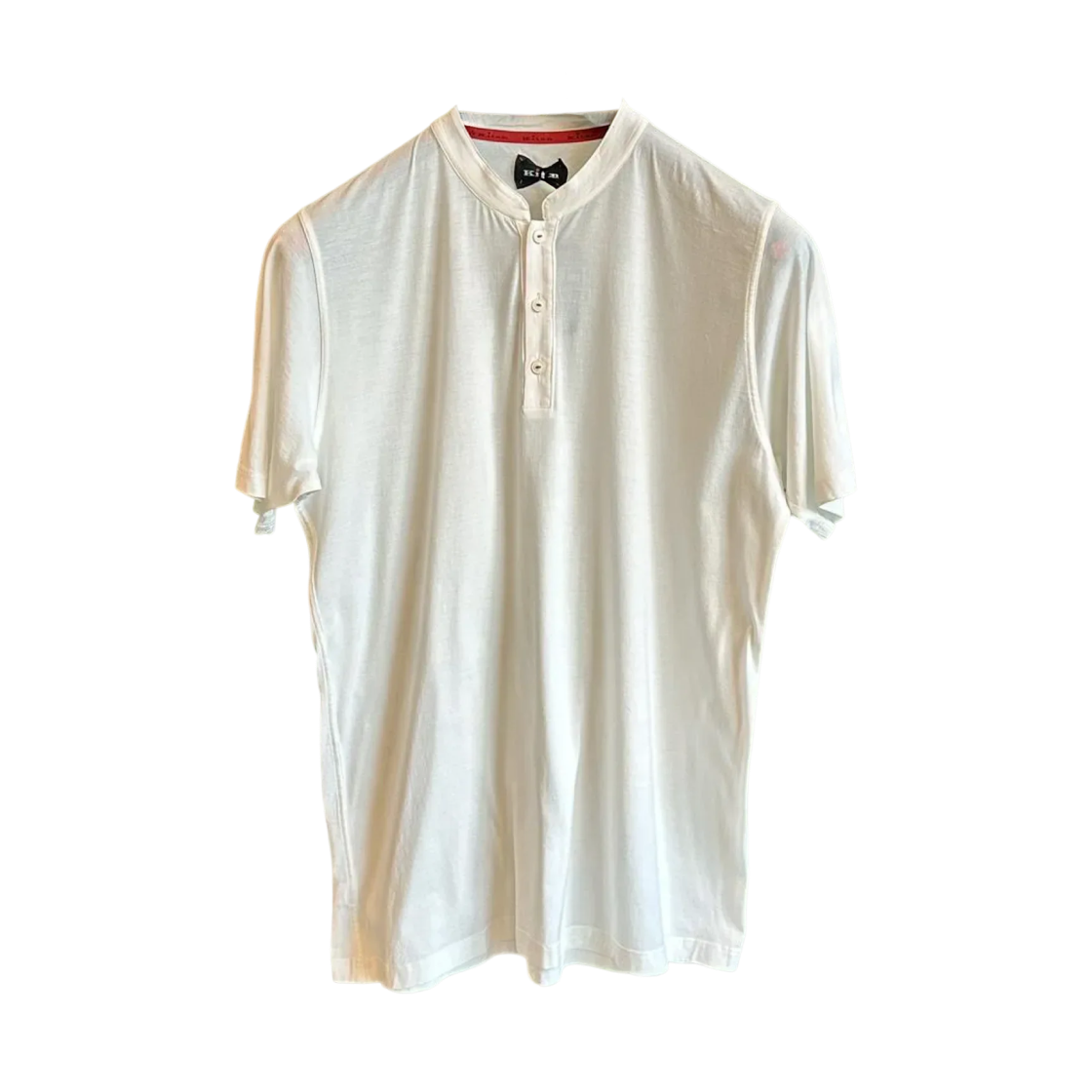 UK842E23HE30 Kiton Henley Neck T-Shirt White