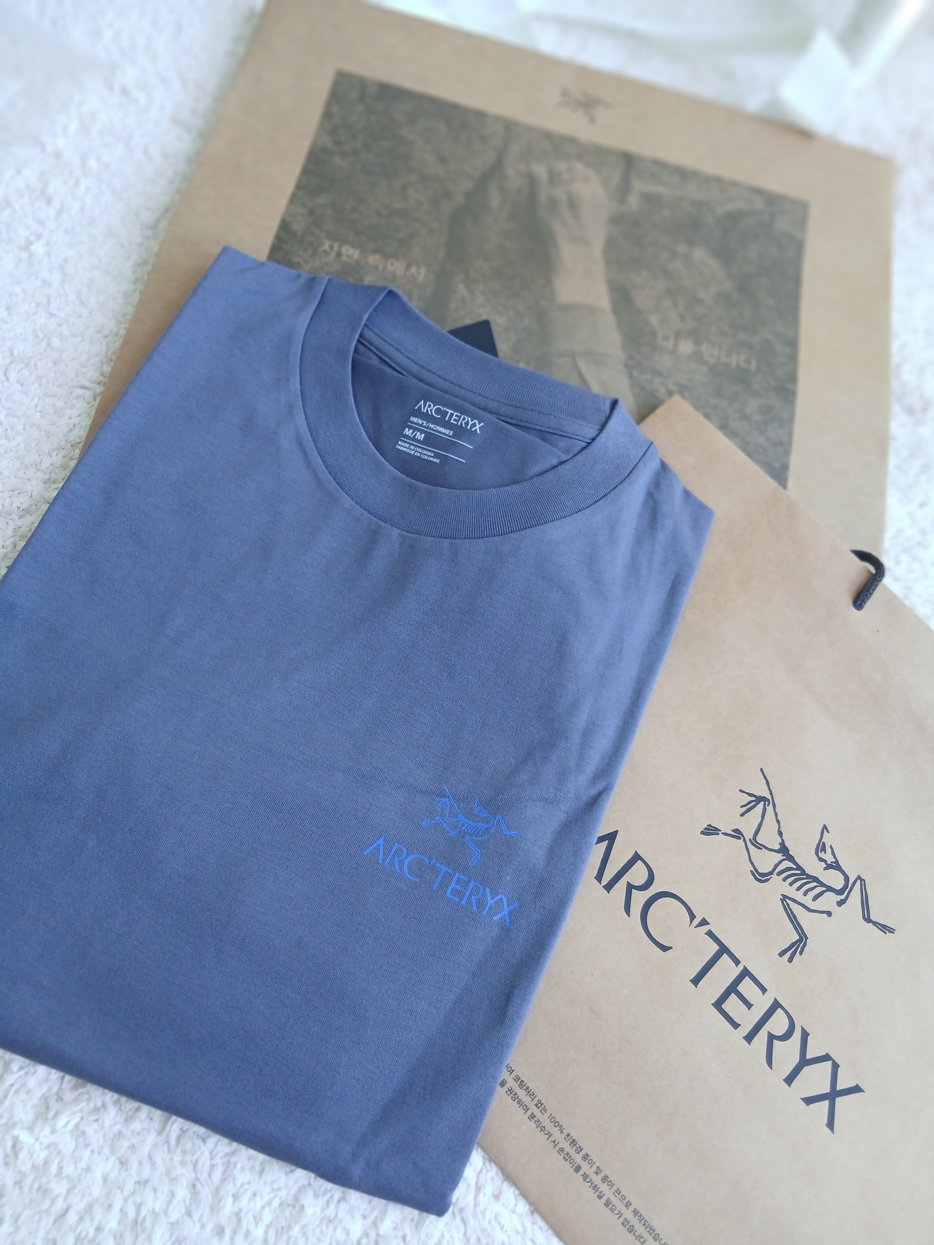 Arc'teryx Kragg SL Cotton Bird Word SS T-Shirt Dk Stratus Fluidity 착용 스타일 - 8