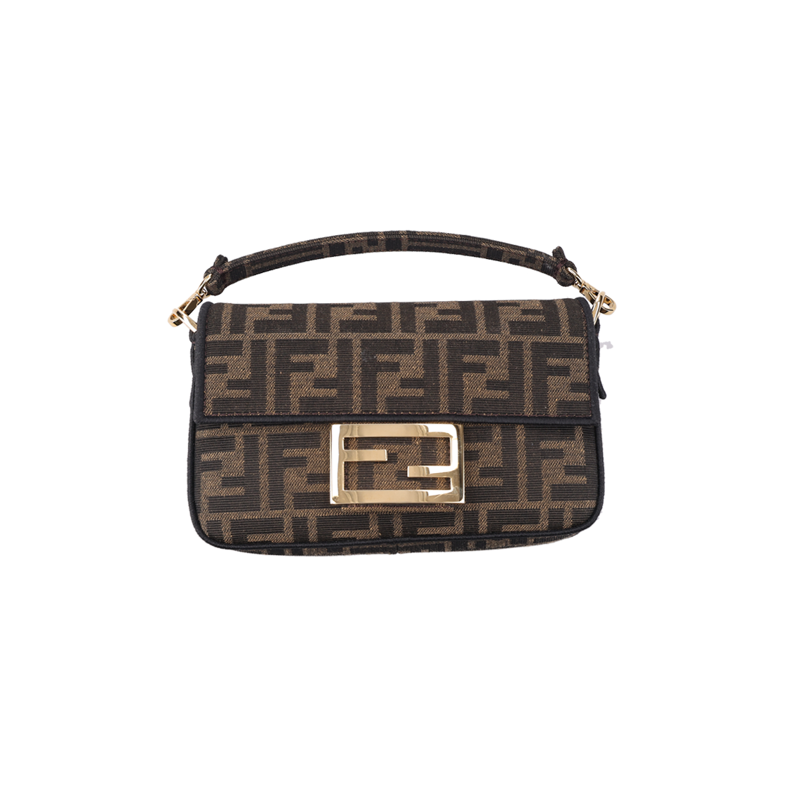 펜디 8BS017 미니 바게트 FF 모티프 백 패브릭 브라운(Fendi Mini Baguette FF Motif Fabric Bag Brown) - 1