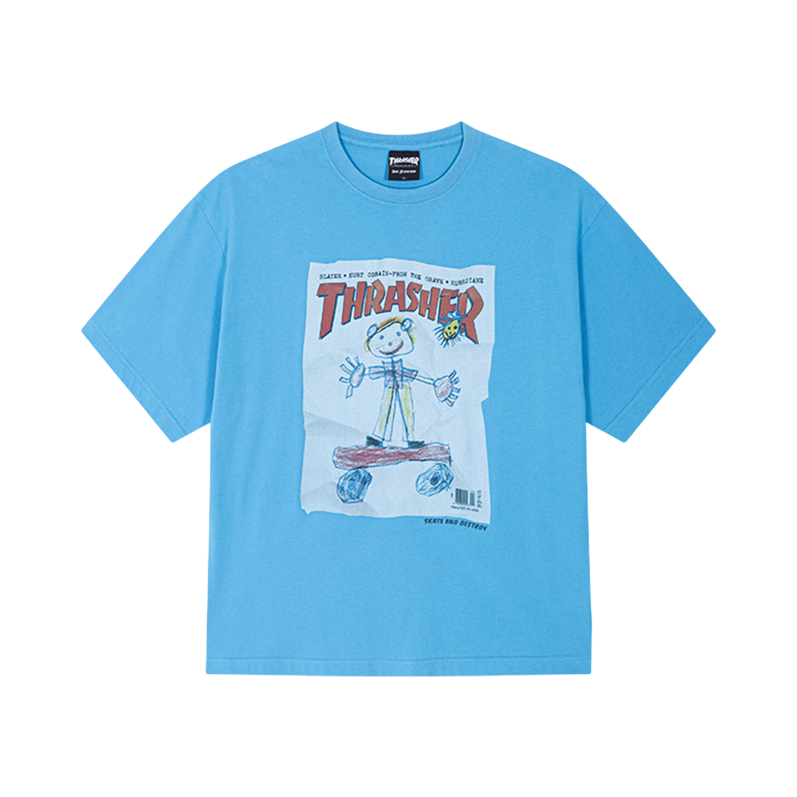 트레셔 크레용 트롱포일 티셔츠 터키(Thrasher Crayon Trompe Loeil T-Shirt Turquoise)