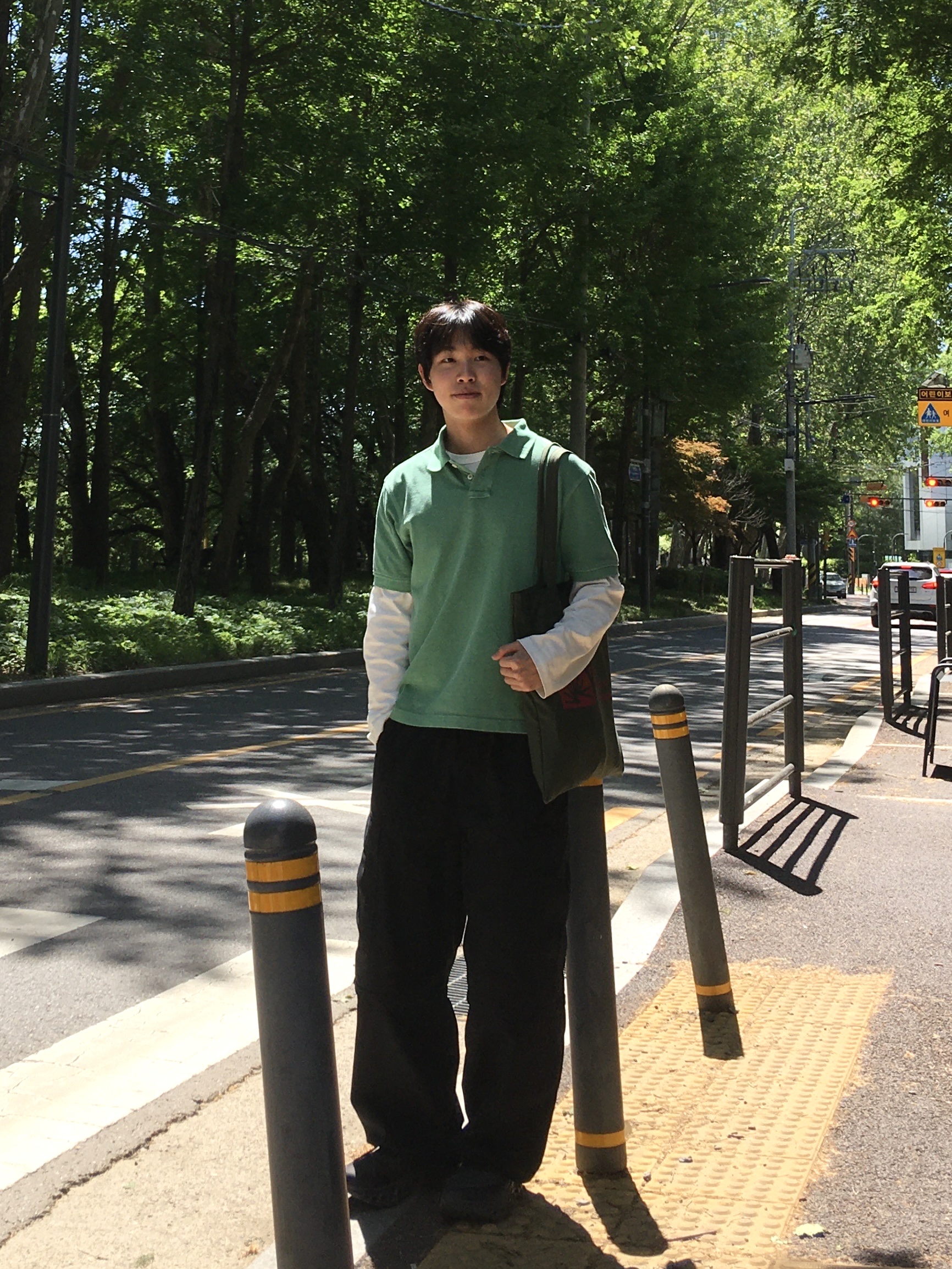 On Running x Post Archive Faction (Paf) Cloudmonster 2 Thorn Brown, Zara x Aaron Levine Washed Pique Polo Shirt Navy 착용 스타일 - 3